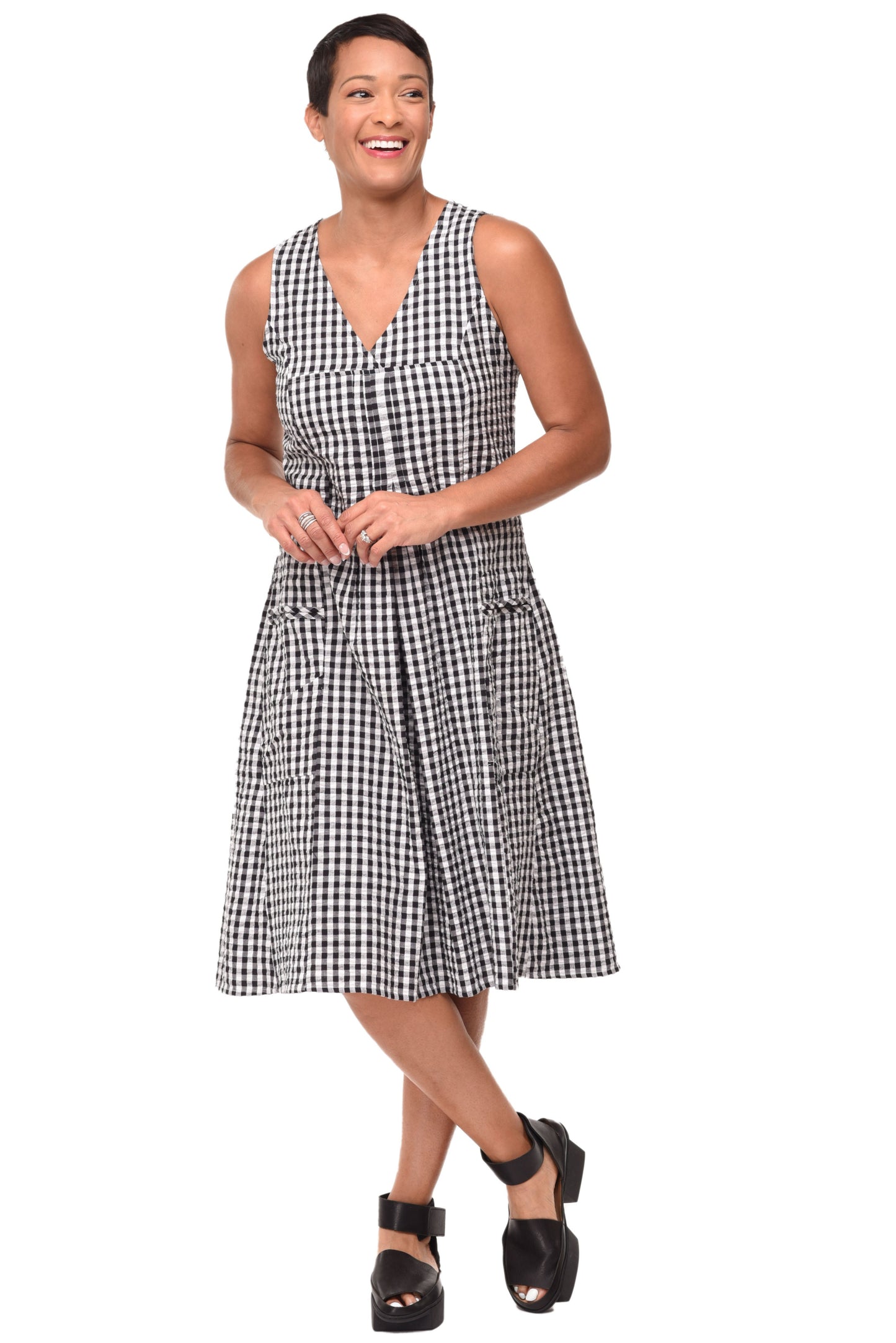 FINAL SALE CV656 Poppie Dress in Big Indy Check**