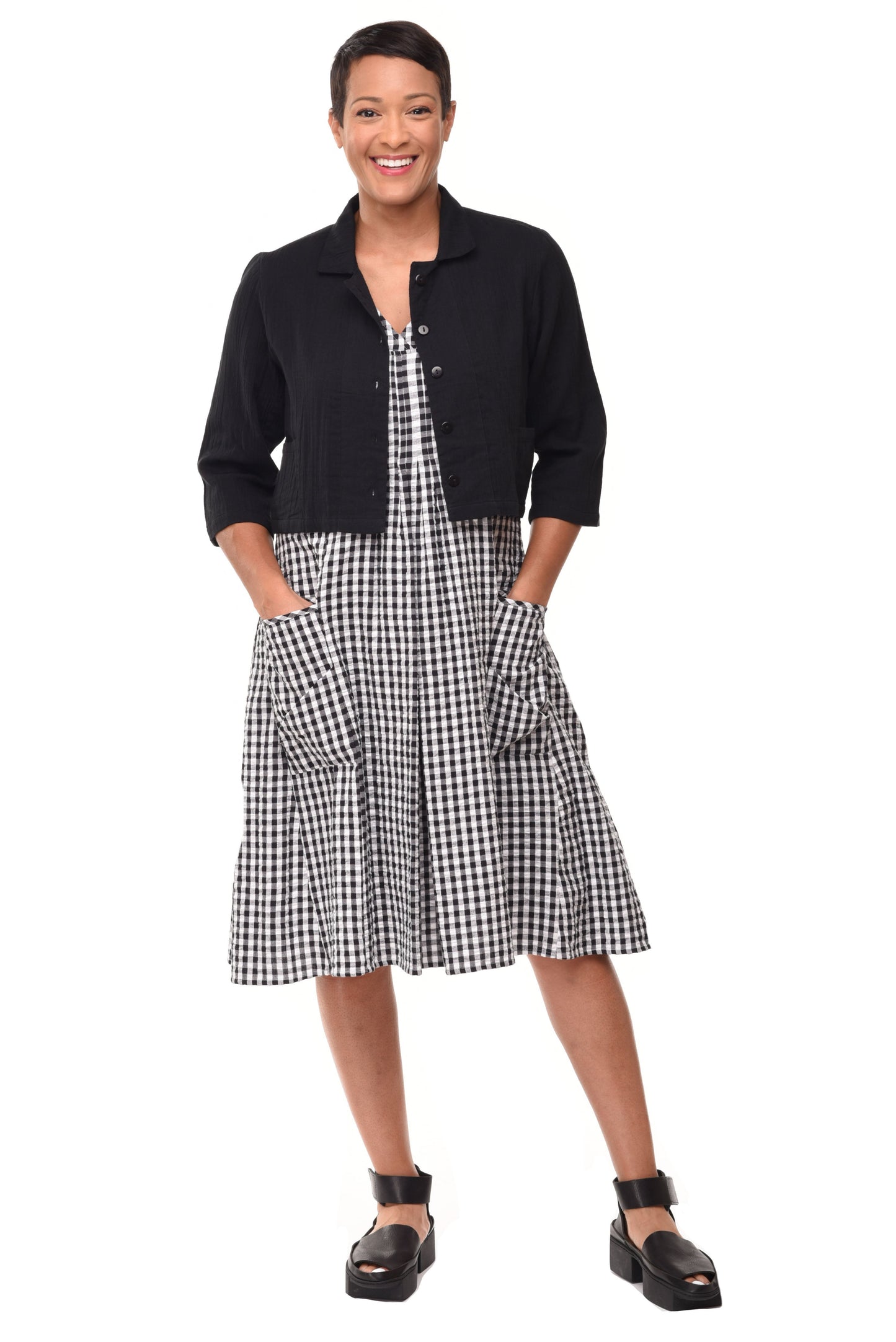 FINAL SALE CV656 Poppie Dress in Big Indy Check**