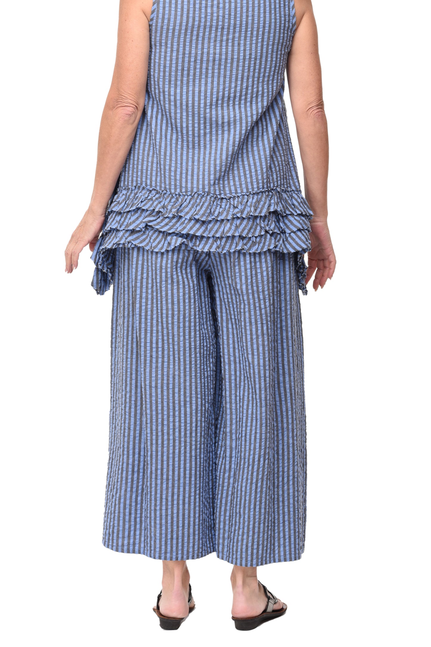 FINAL SALE CV115 Palazzo Pant in Doyle Seersucker Stripe*