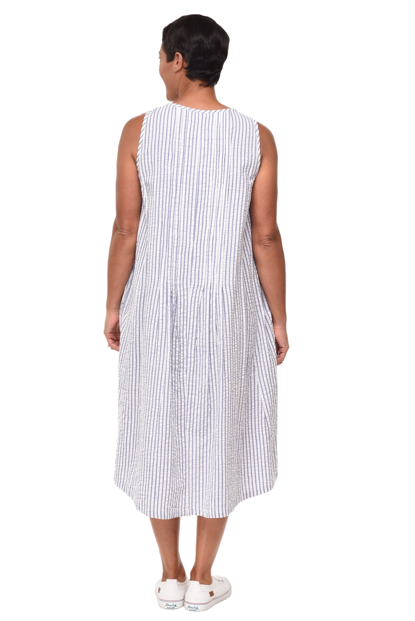 FINAL SALE CV1069 Lennon Dress in White Peri Stripe*