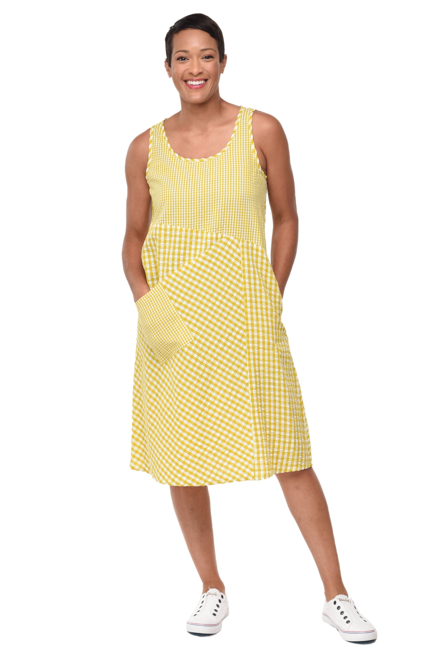 FINAL SALE CV1070 Dawson Dress in Goldfish Checks*