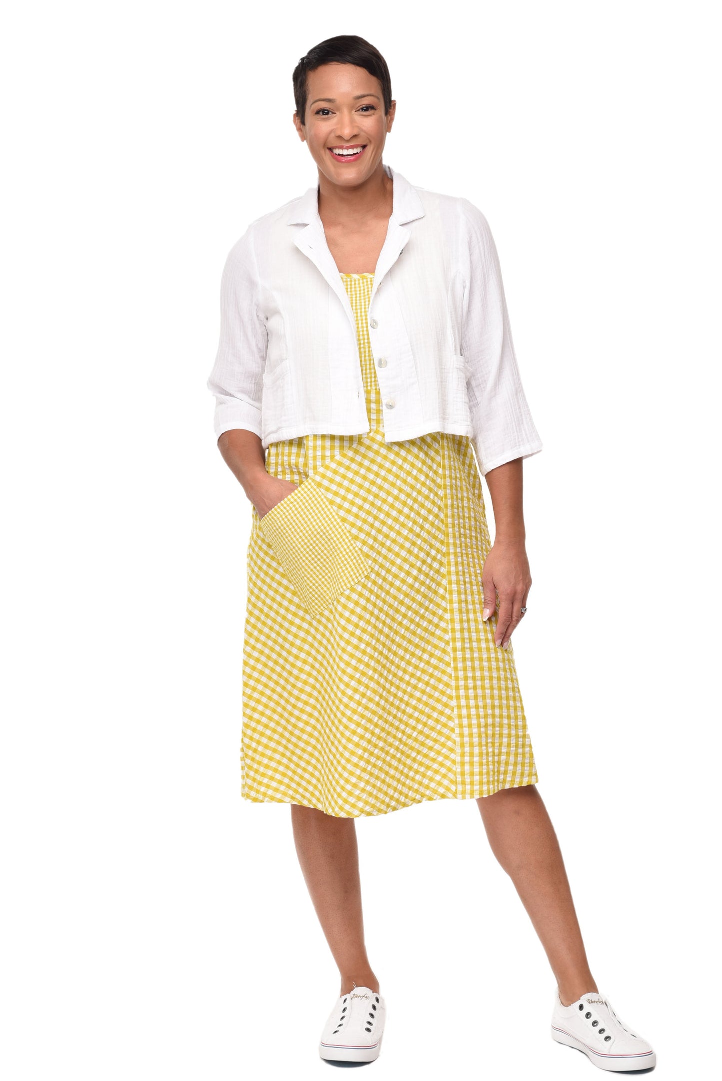 FINAL SALE CV1070 Dawson Dress in Goldfish Checks*