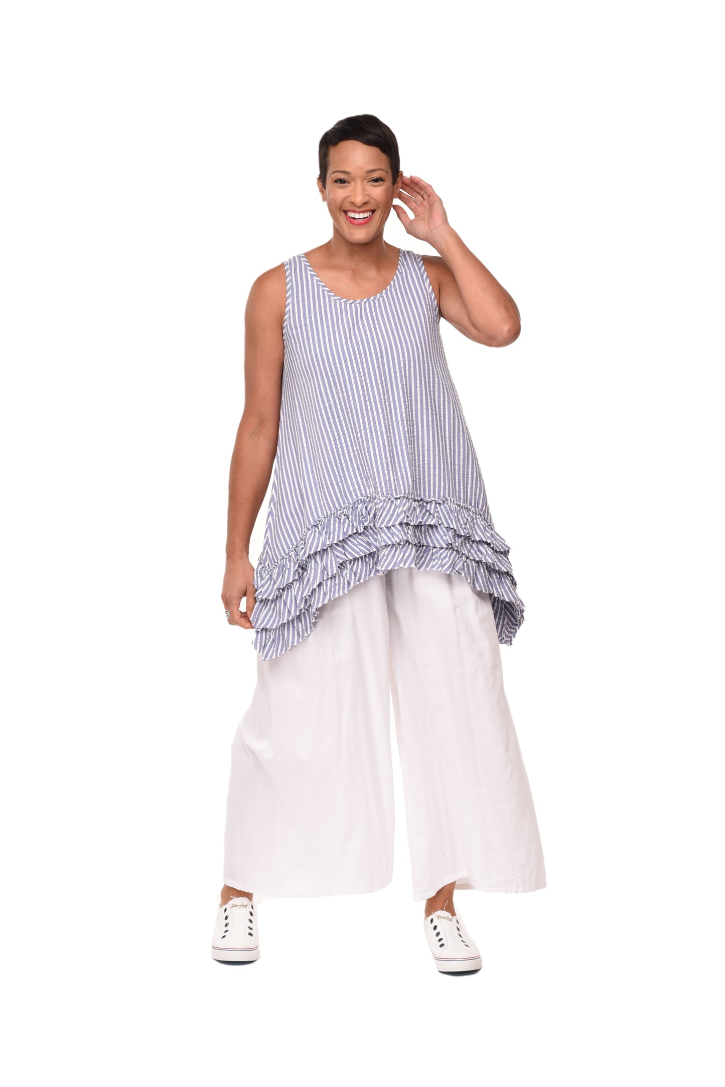 FINAL SALE CV3 Lily in Peri White Seersucker Stripe*