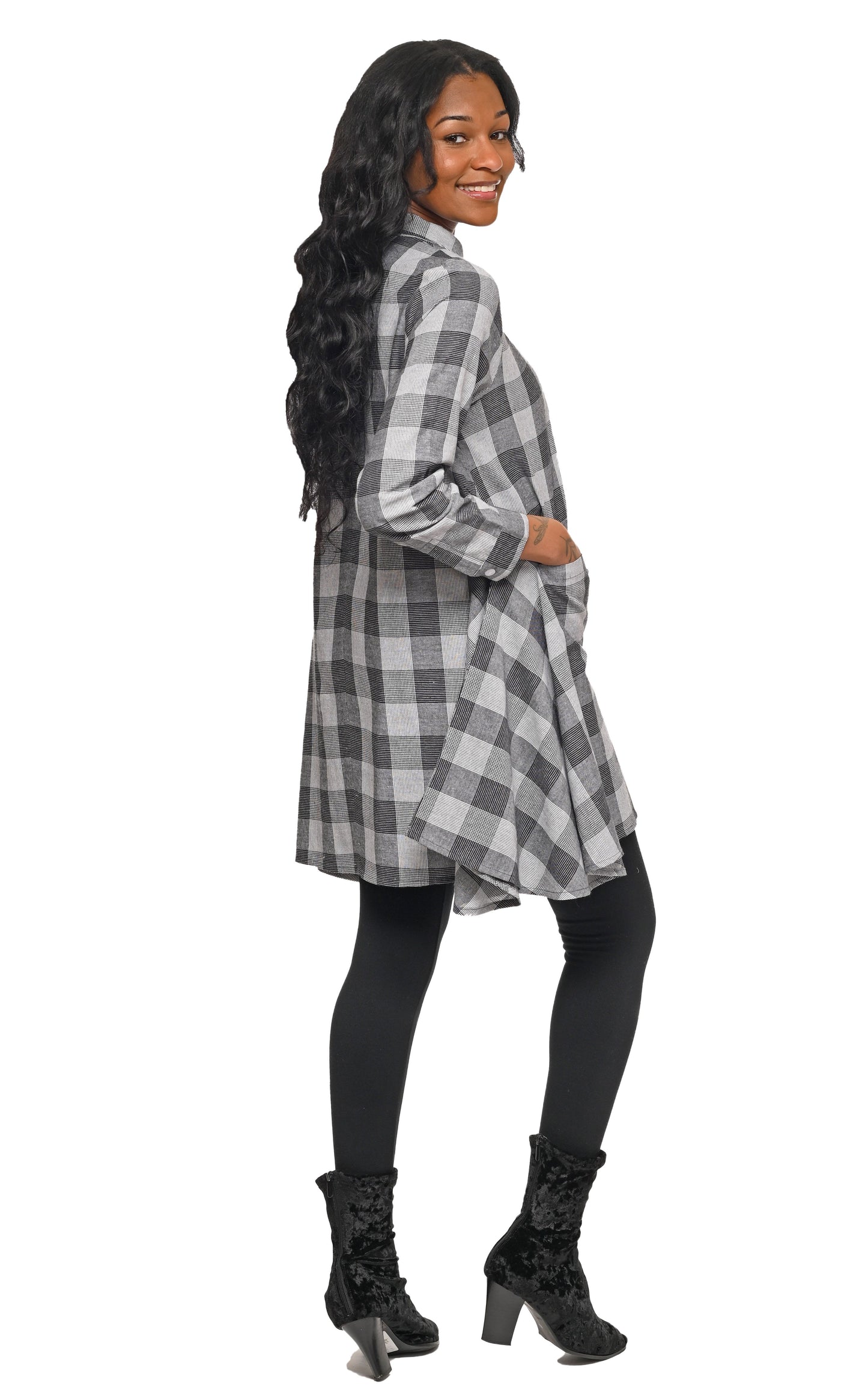 CV537 Demi Button Down Top in Lexington