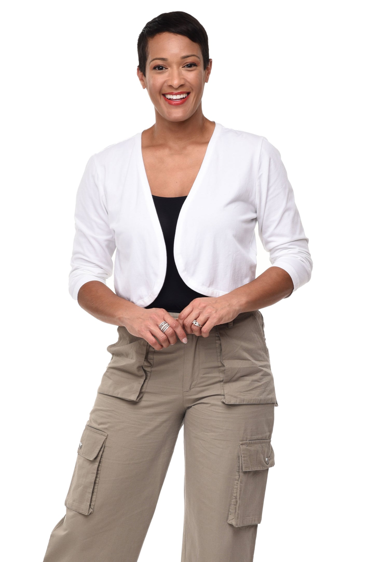 FINAL SALE L600 Shrug Top in Ivory Cotton Lycra*