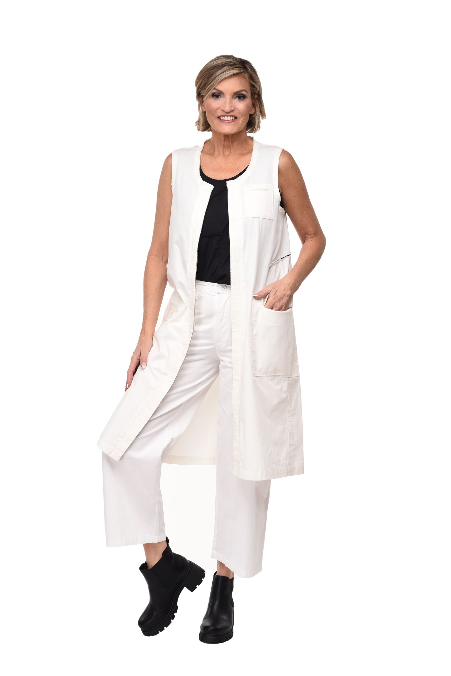 FINAL SALE T142 Cassandra Vest in Ivory Twill