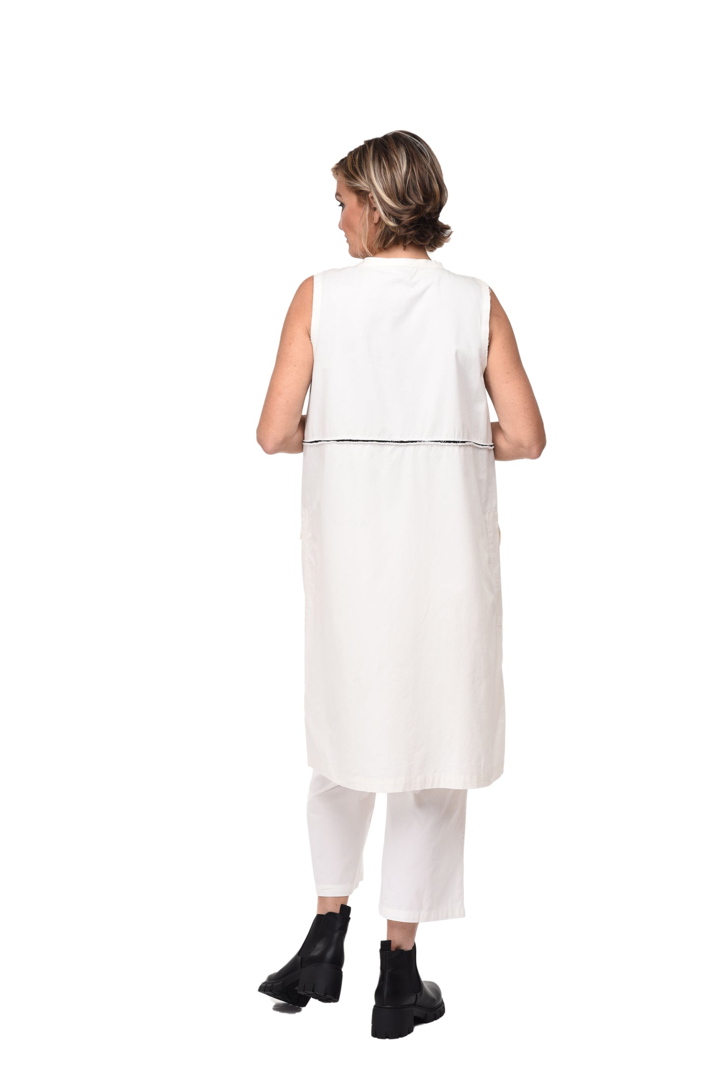 FINAL SALE T142 Cassandra Vest in Ivory Twill