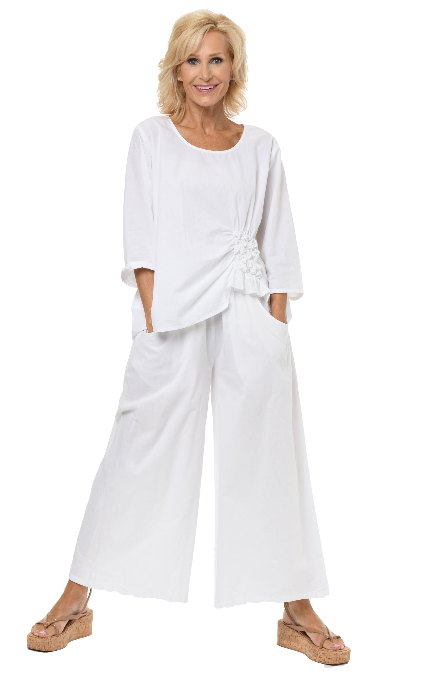 CV115 Palazzo Pant in White