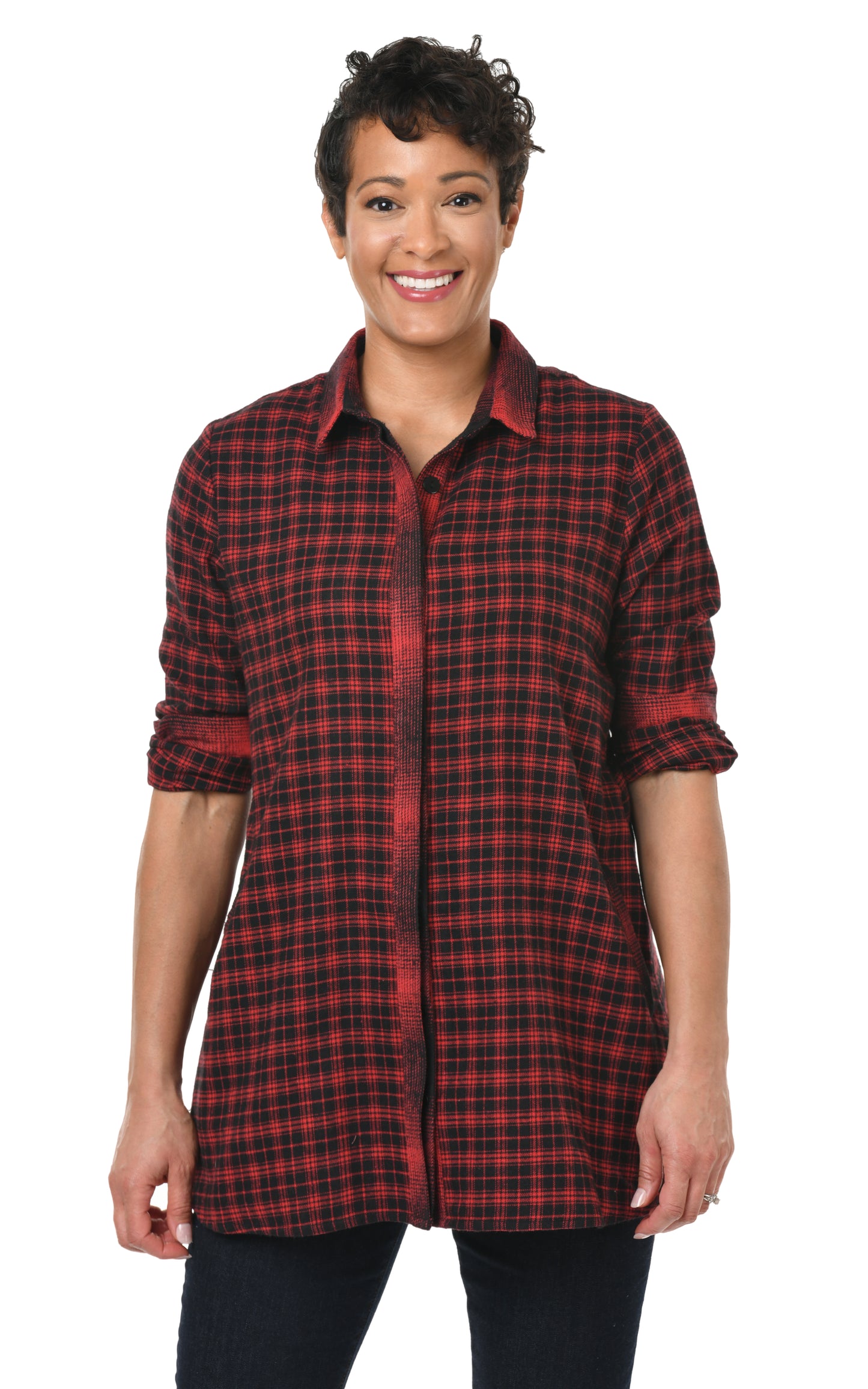 FINAL SALE CV309 Brandi Top in Multi Flannel*