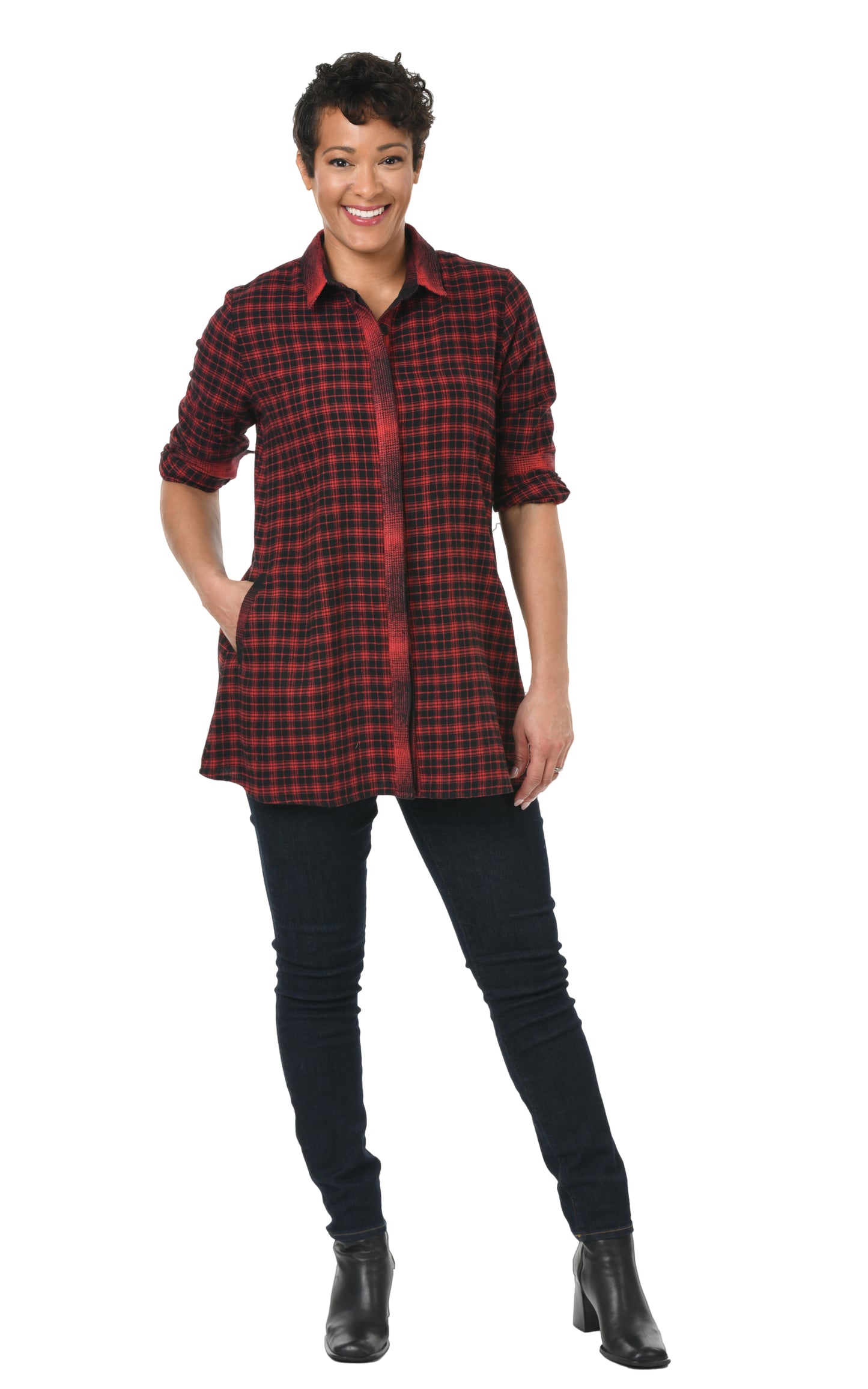 FINAL SALE CV309 Brandi Top in Multi Flannel*