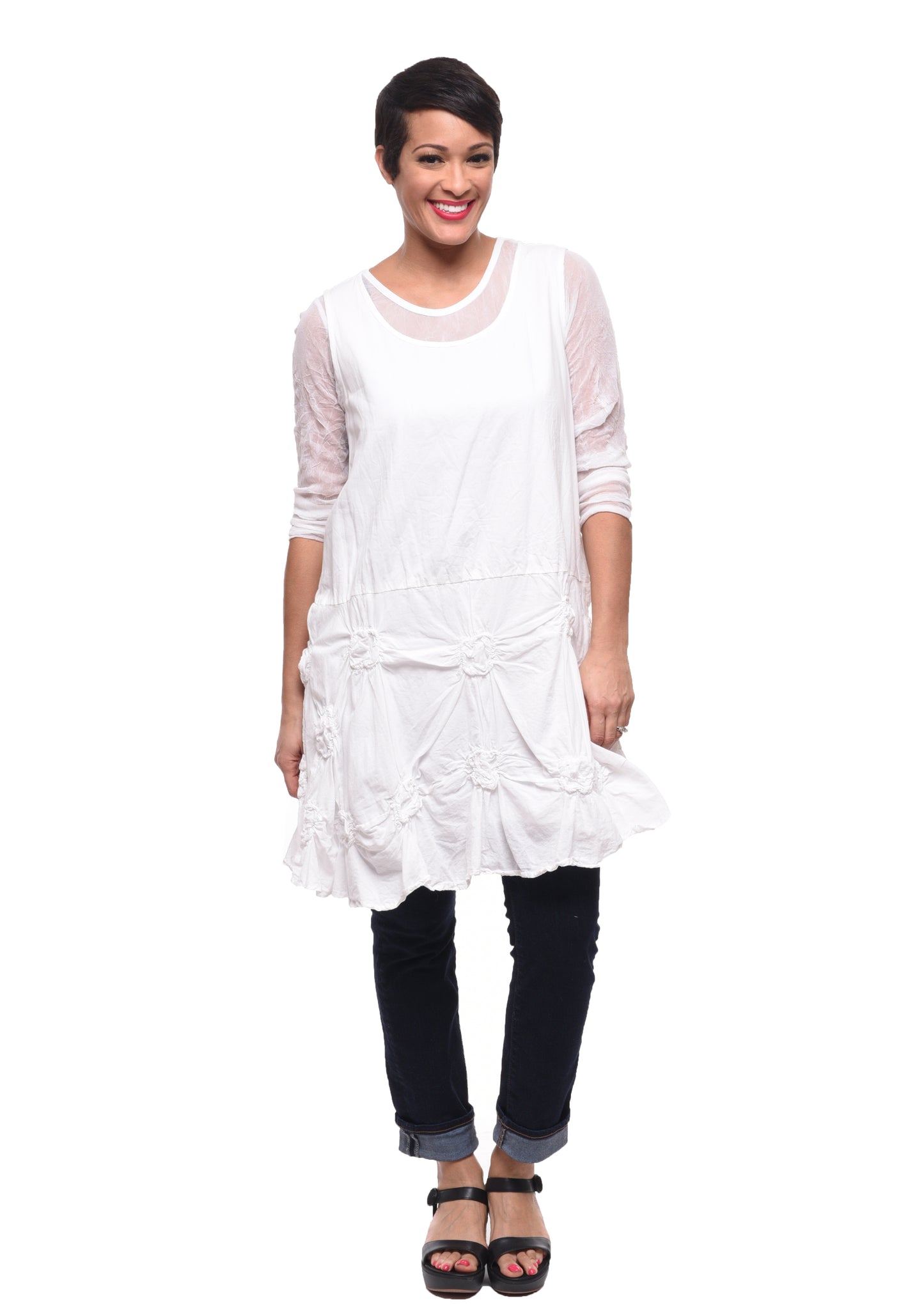 Mesh Tee in White