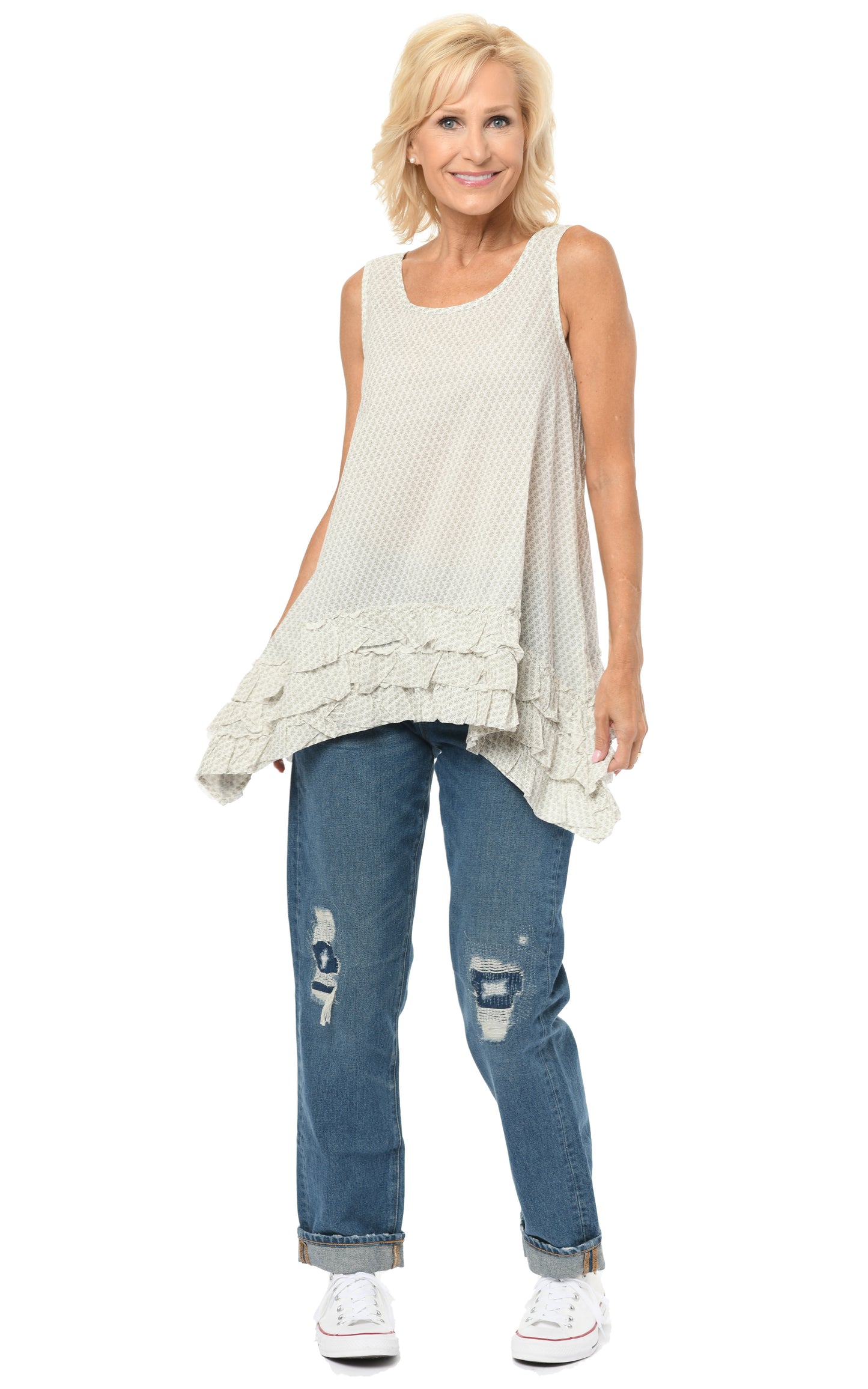 FINAL SALE CV3 Lily Top in Gray Fleurette*