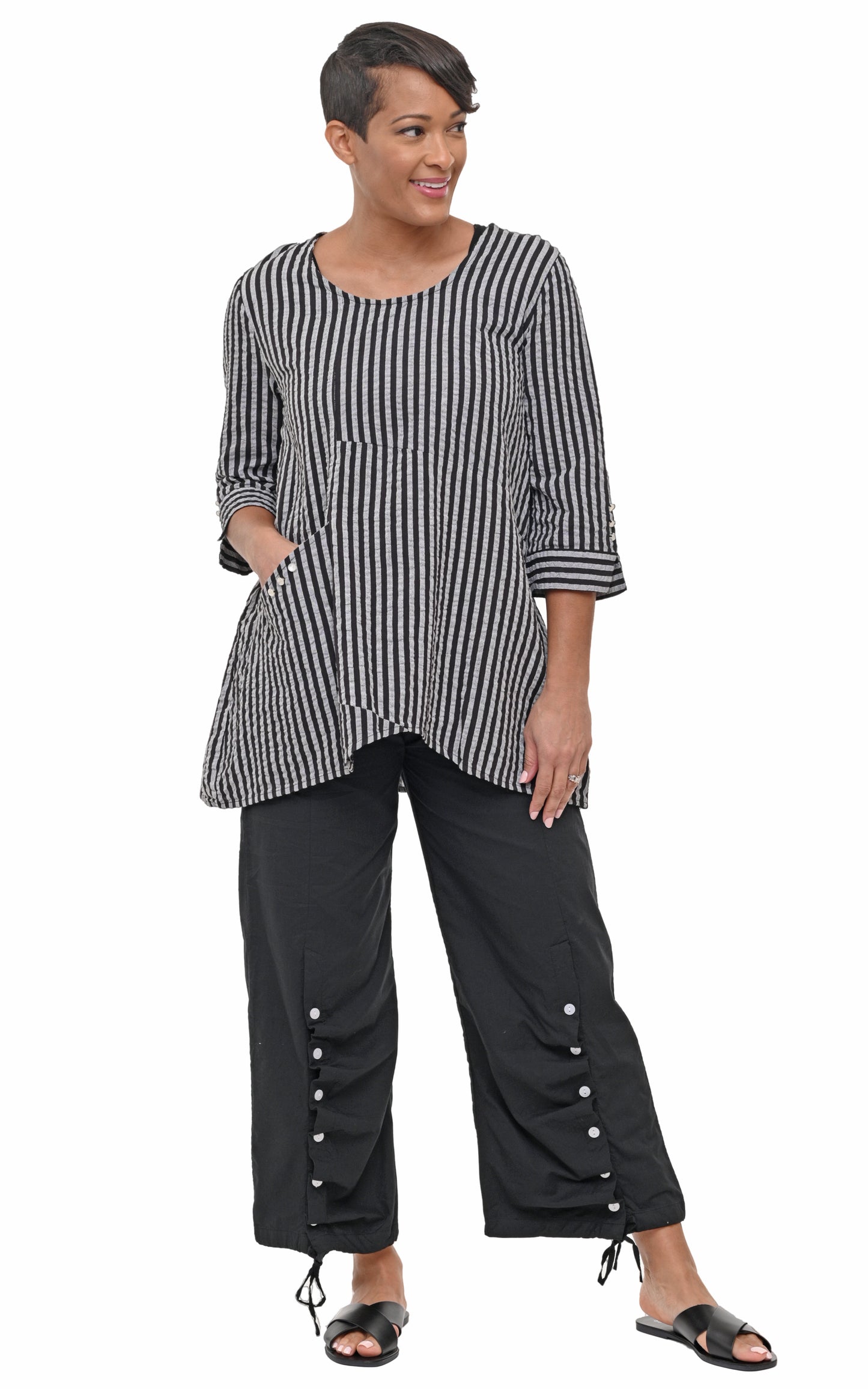 FINAL SALE CV428 Everley Top in Harrison Seersucker Stripe*