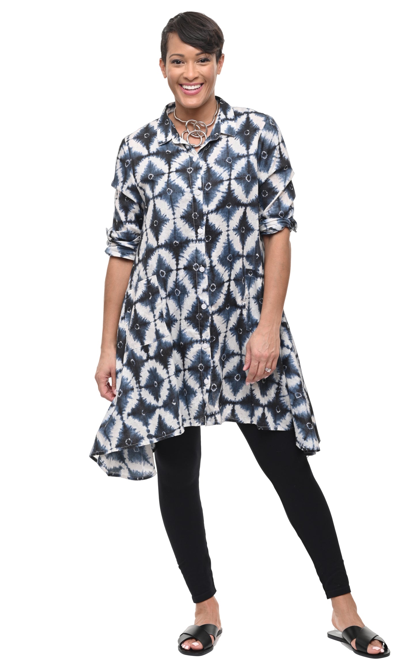 FINAL SALE CV537 Demi Button Down Top in Starlight*