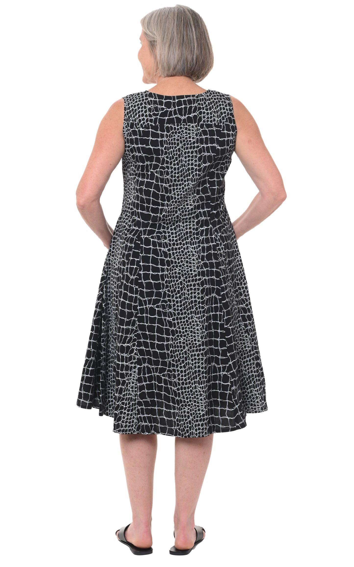 FINAL SALE CV656 Poppie Dress in Black Crocodile*