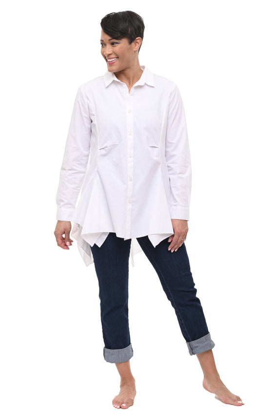 FINAL SALE CV732 Mia Button Down Top in White*
