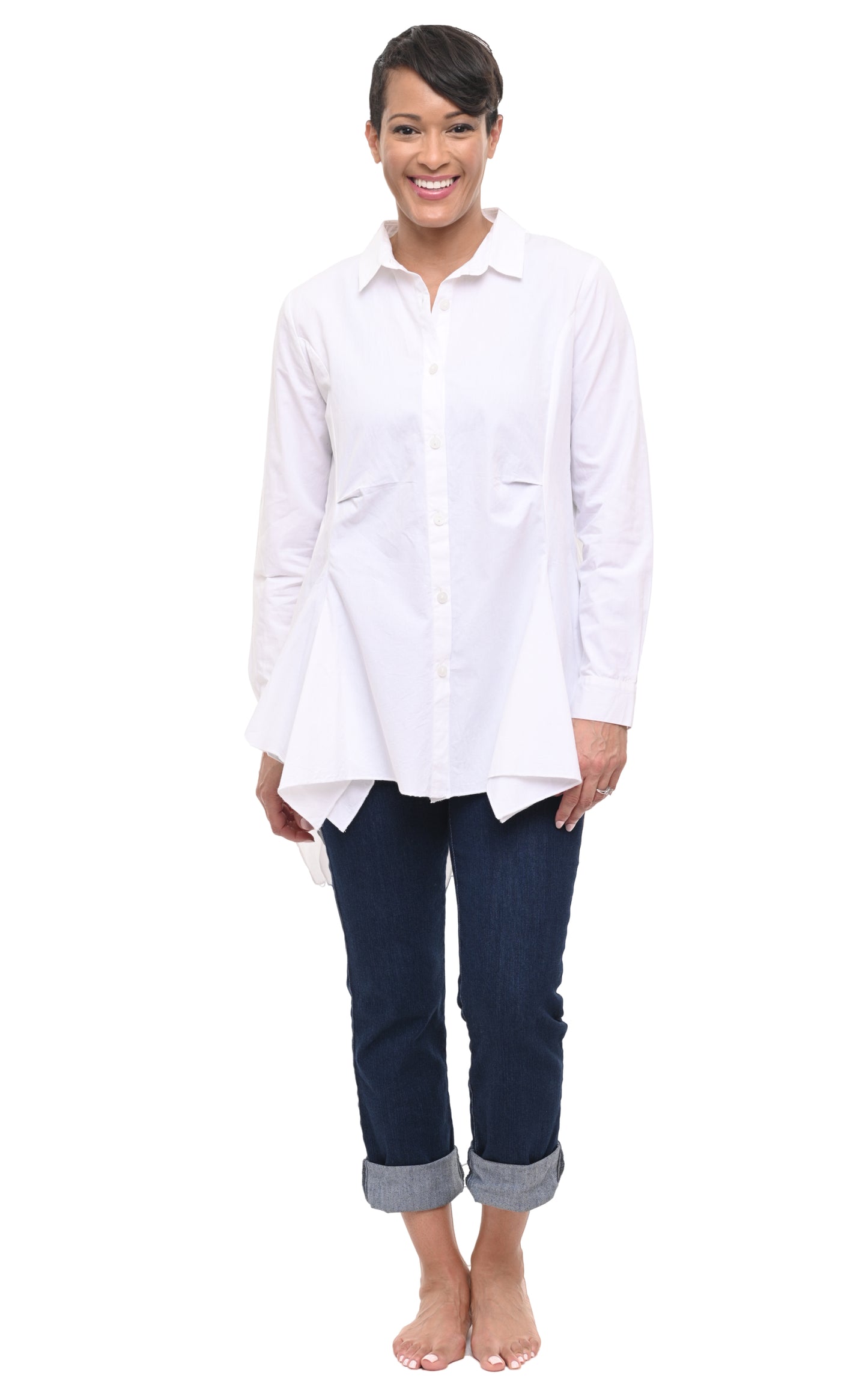FINAL SALE CV732 Mia Button Down Top in White*