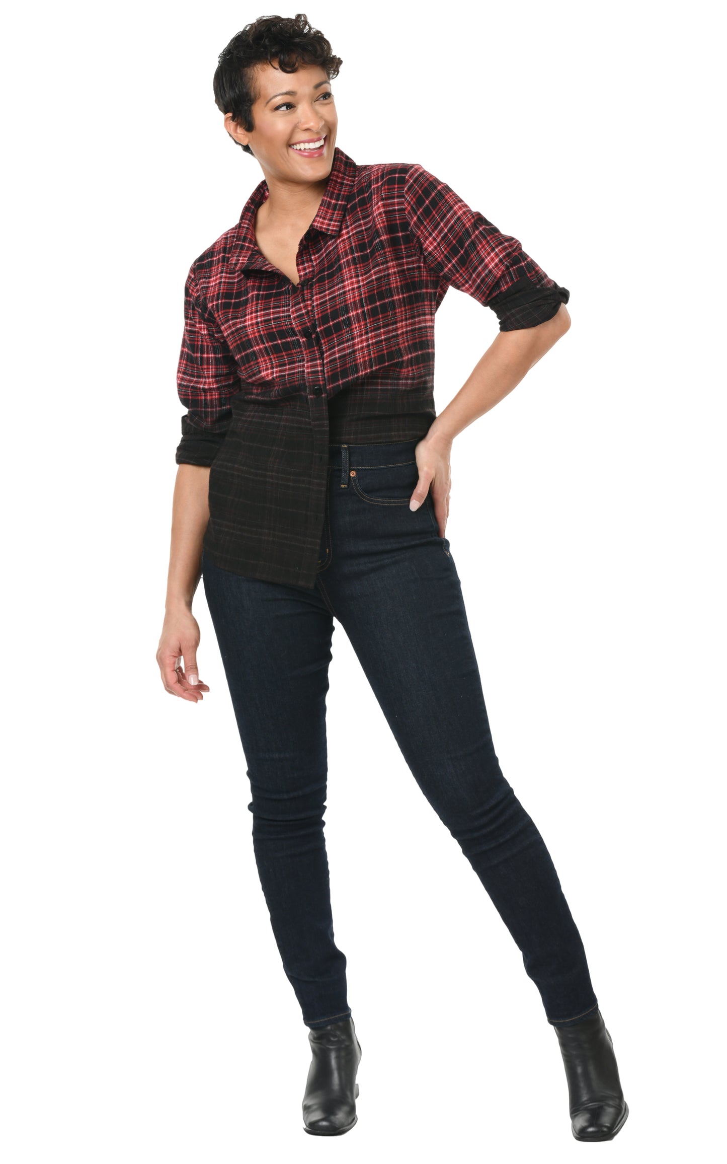 FINAL SALE CV926 Jobelle Top in Multi Flannel*