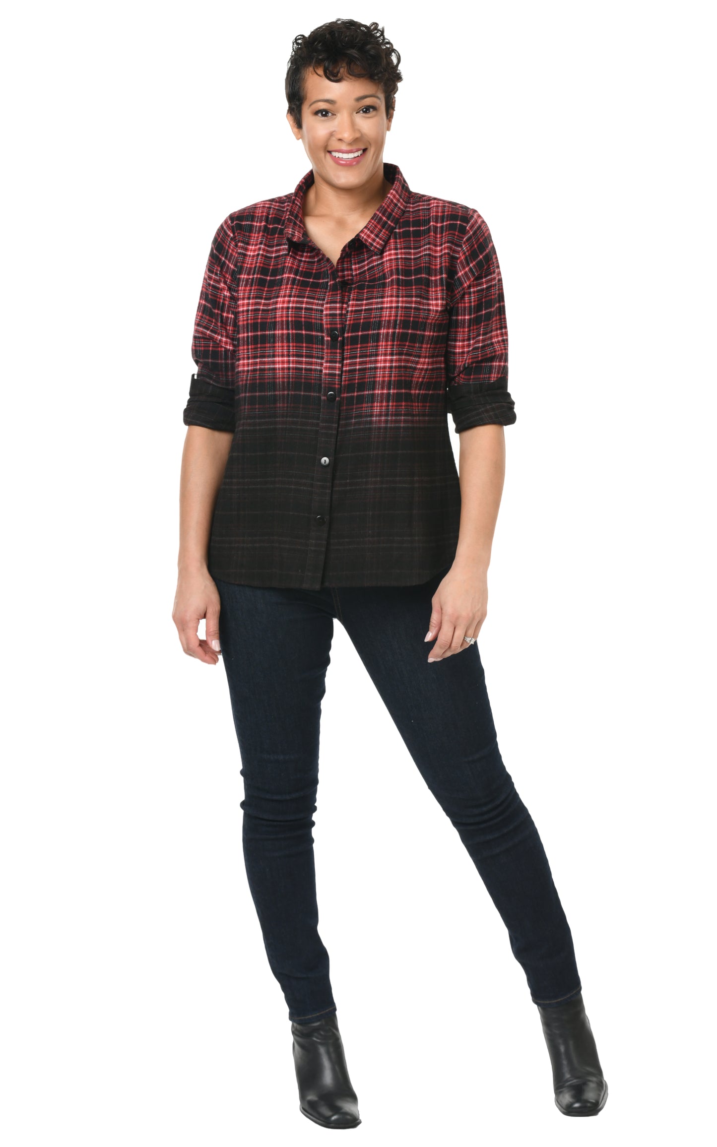 FINAL SALE CV926 Jobelle Top in Multi Flannel*