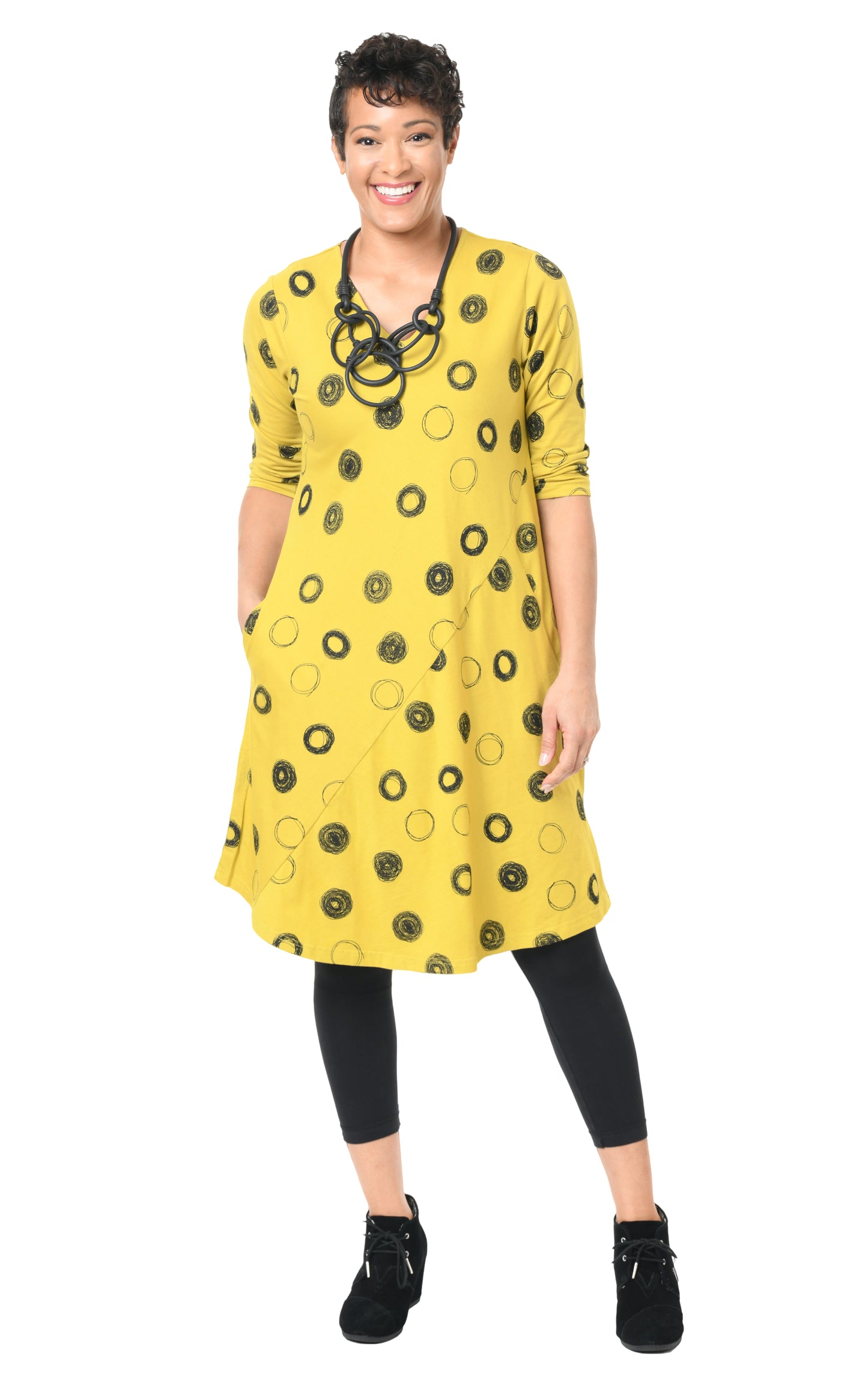 FINAL SALE SDM129 Jennica Dress in Moss Crazy Circles*