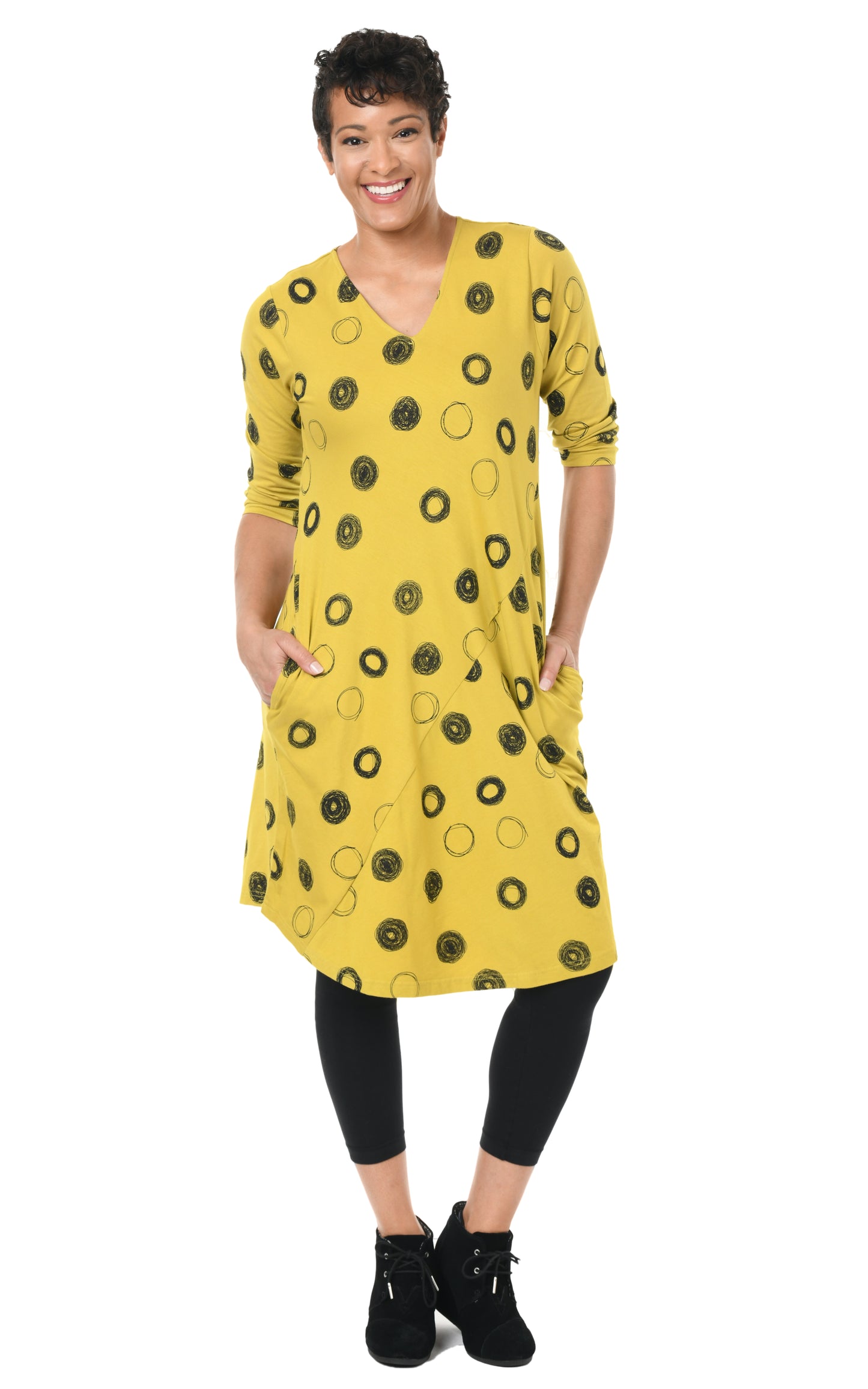 FINAL SALE SDM129 Jennica Dress in Moss Crazy Circles*