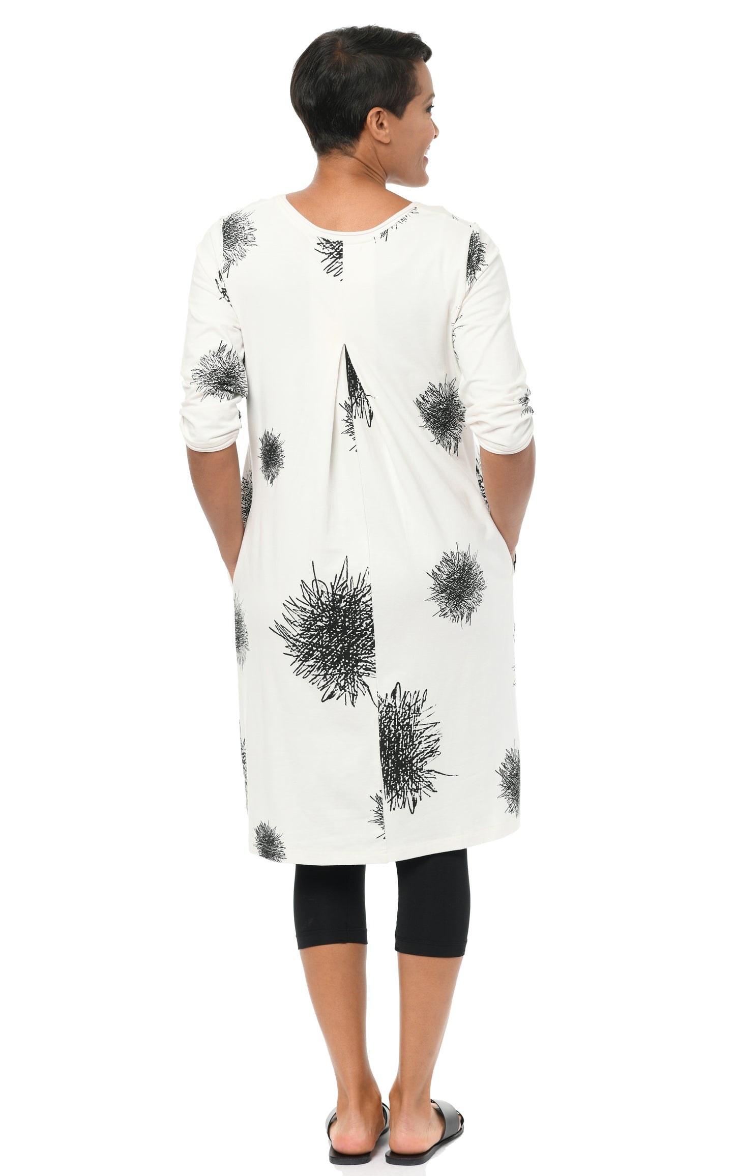 FINAL SALE SDM322 Miley Dress in Ivory/Black Scribble