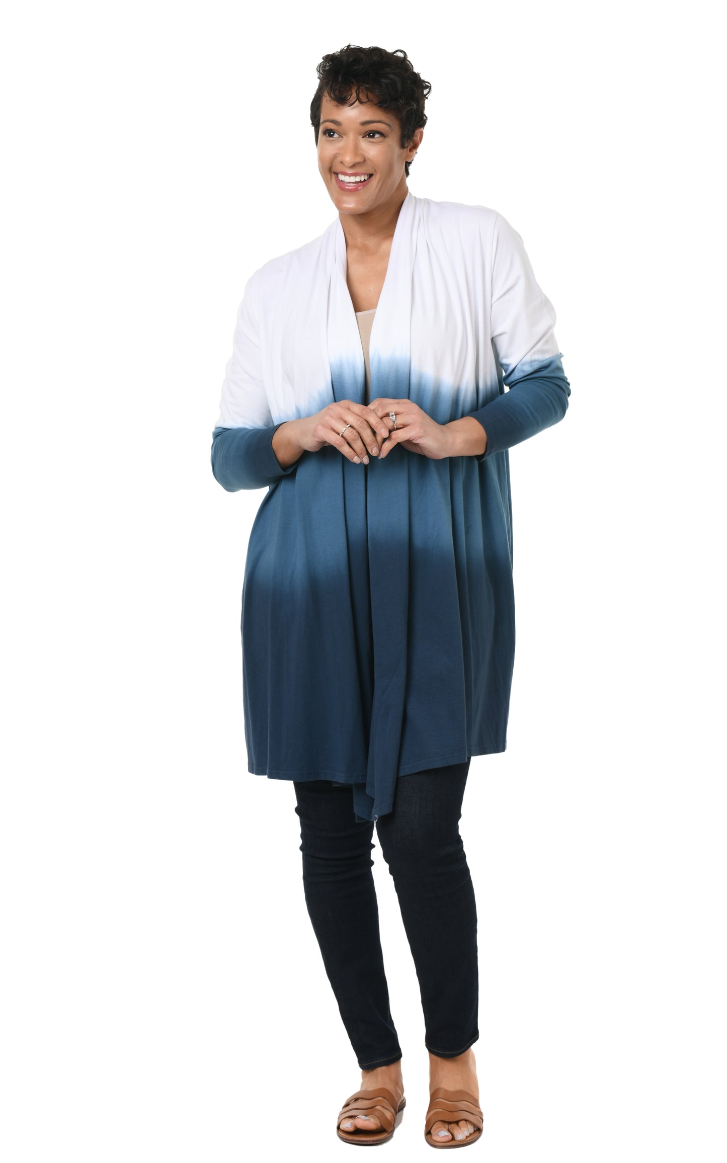 FINAL SALE SDM433 Bessie Cardigan in Real Teal Ombre*