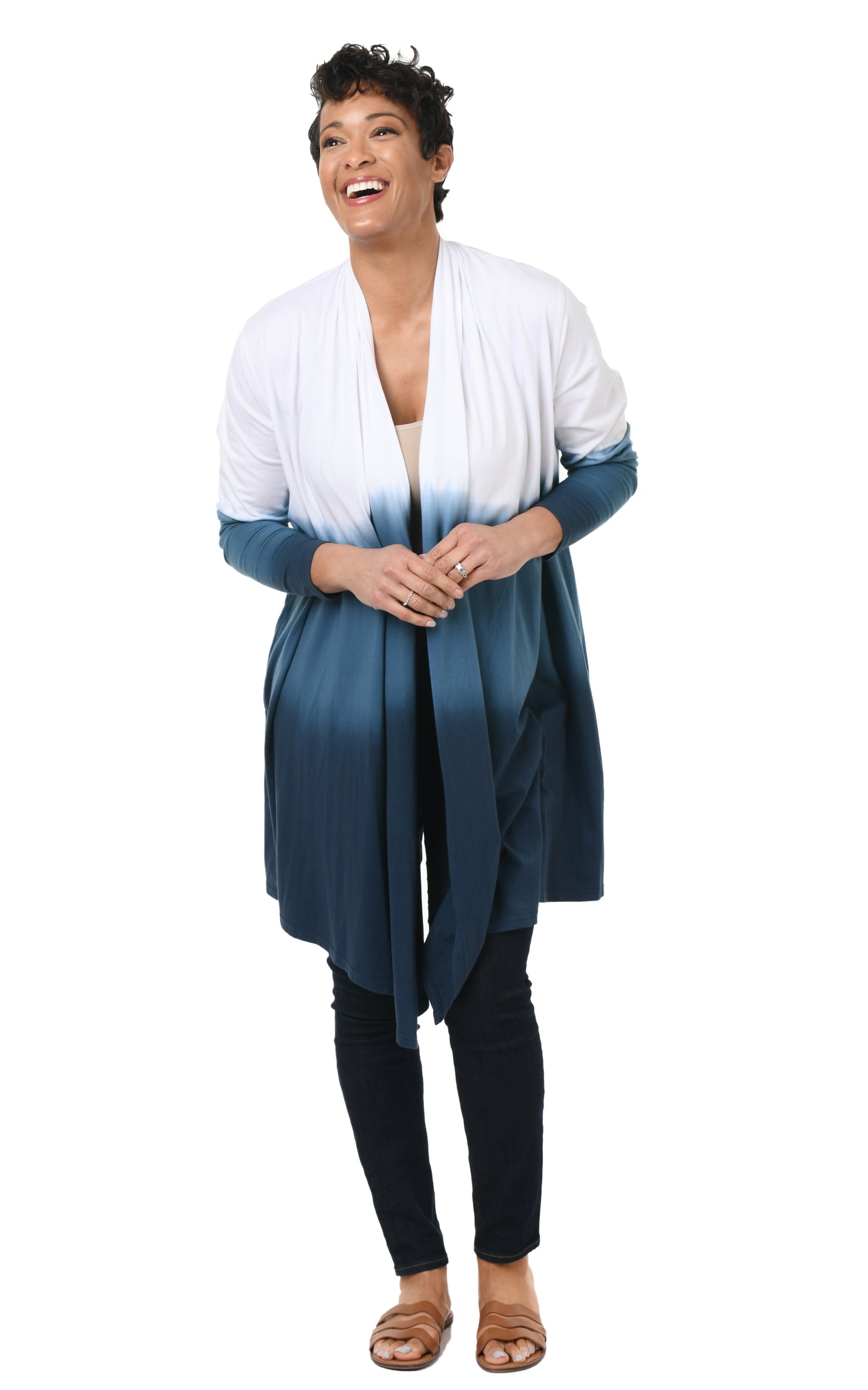 FINAL SALE SDM433 Bessie Cardigan in Real Teal Ombre*