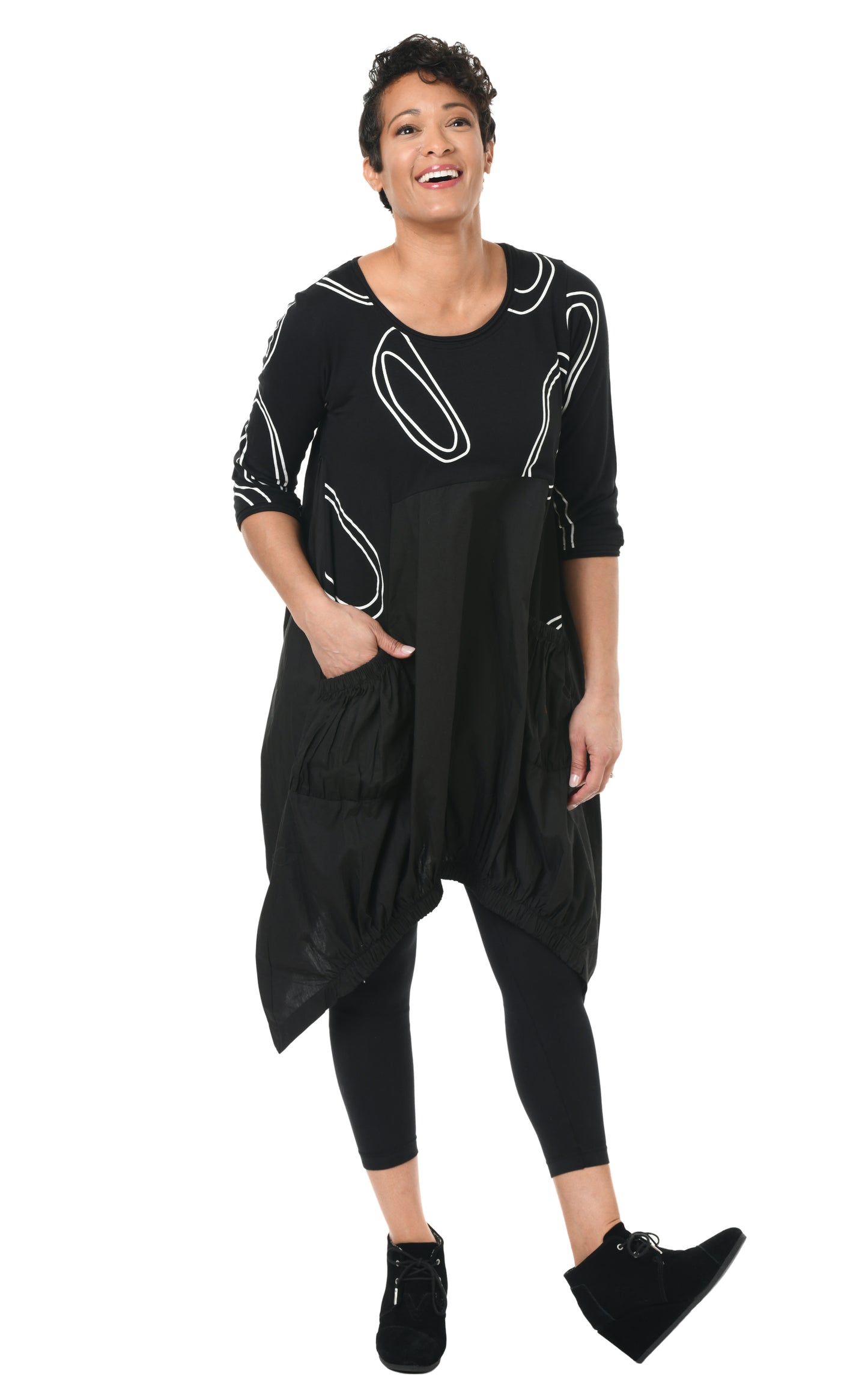 FINAL SALE SDM641 Adele Dress in Black Bubbles*