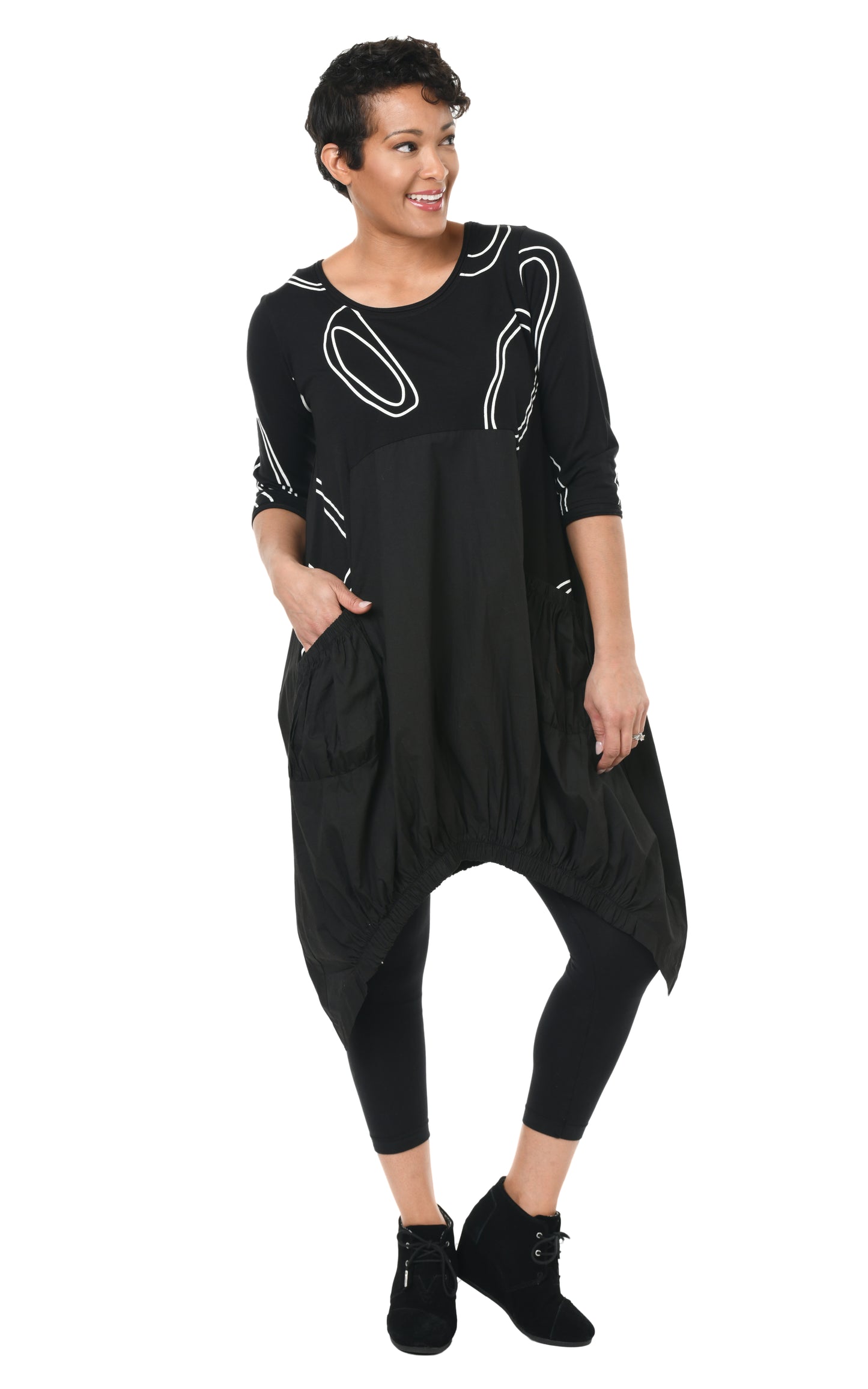 FINAL SALE SDM641 Adele Dress in Black Bubbles*