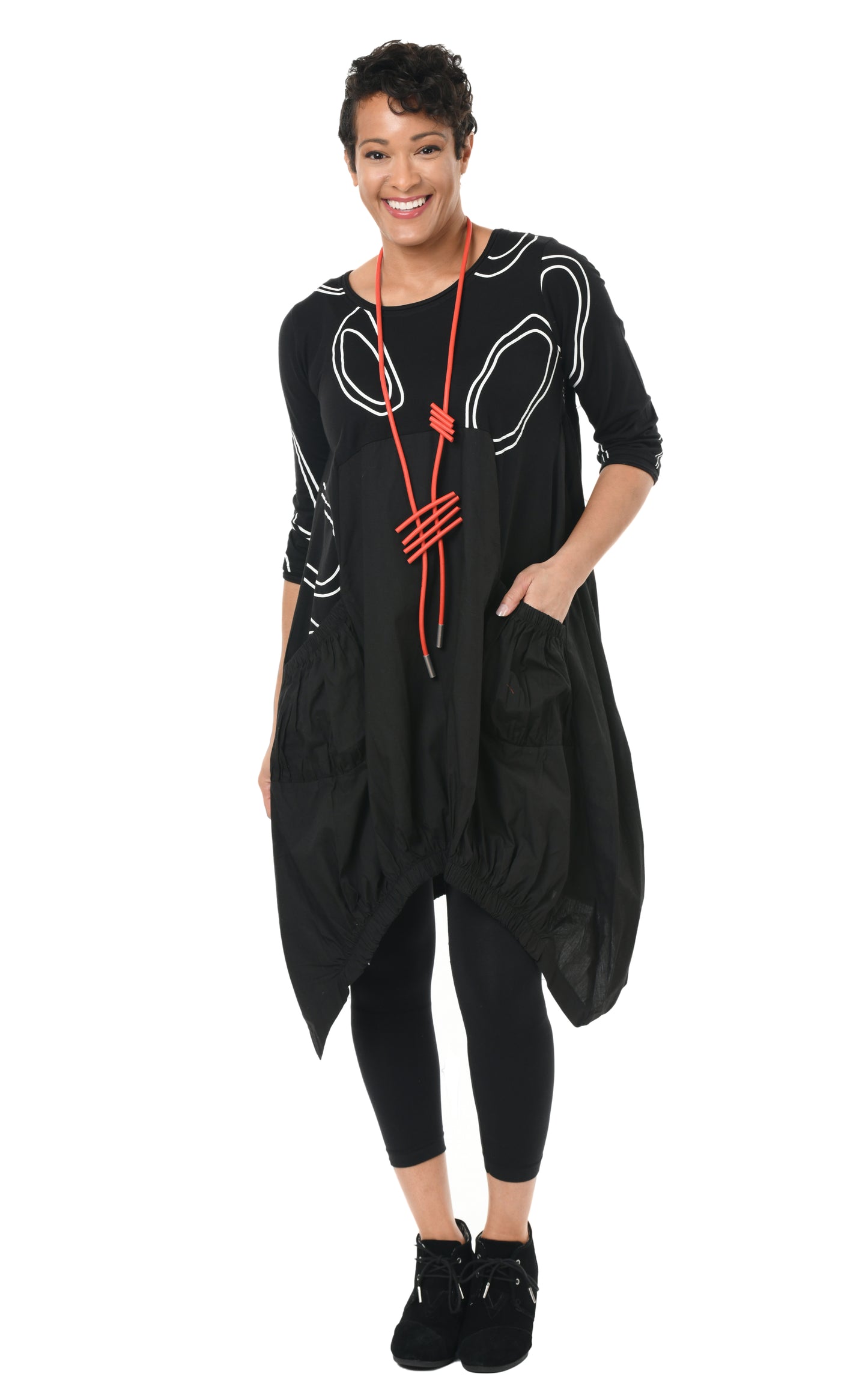 FINAL SALE SDM641 Adele Dress in Black Bubbles*