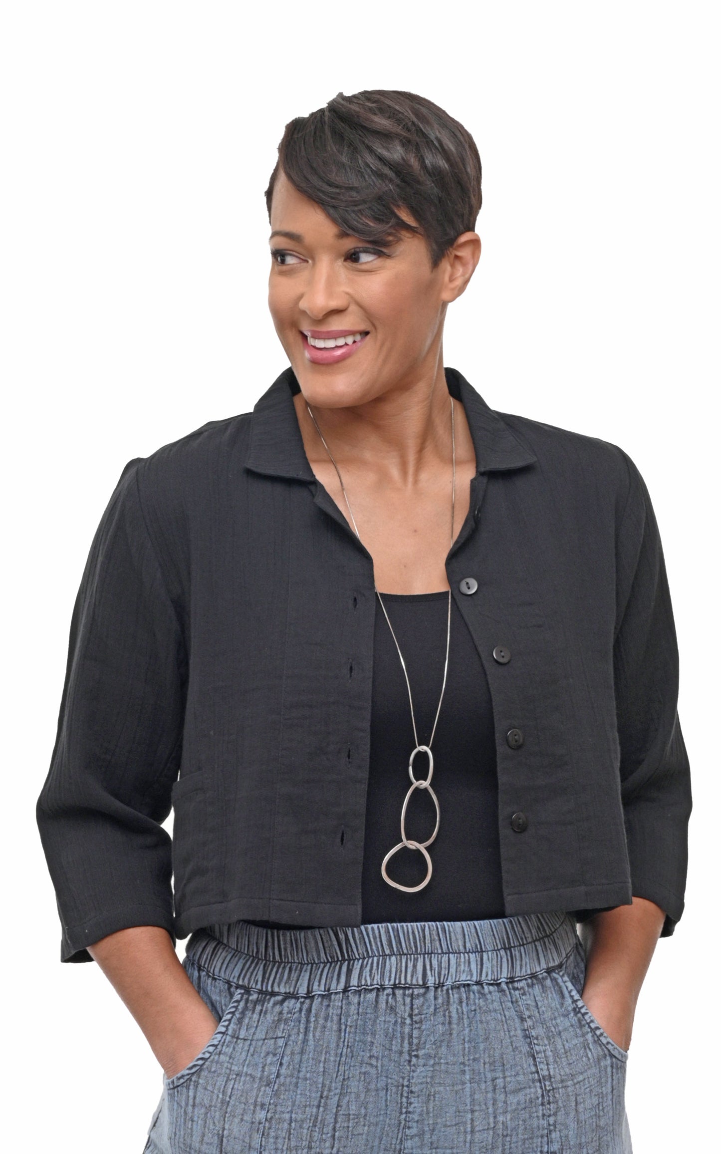 VCG503 Parker Jacket Top in Black