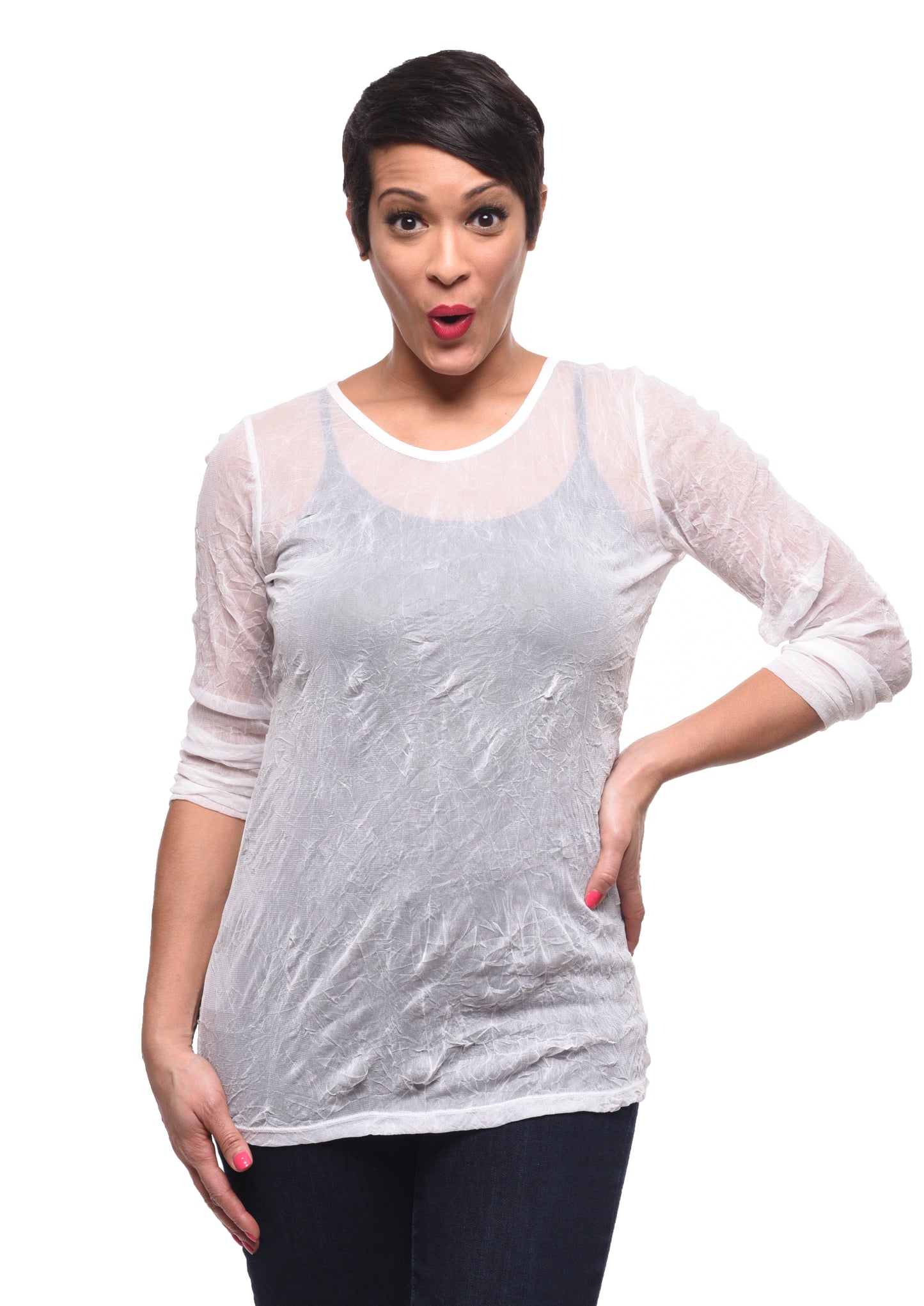 Mesh Tee in White