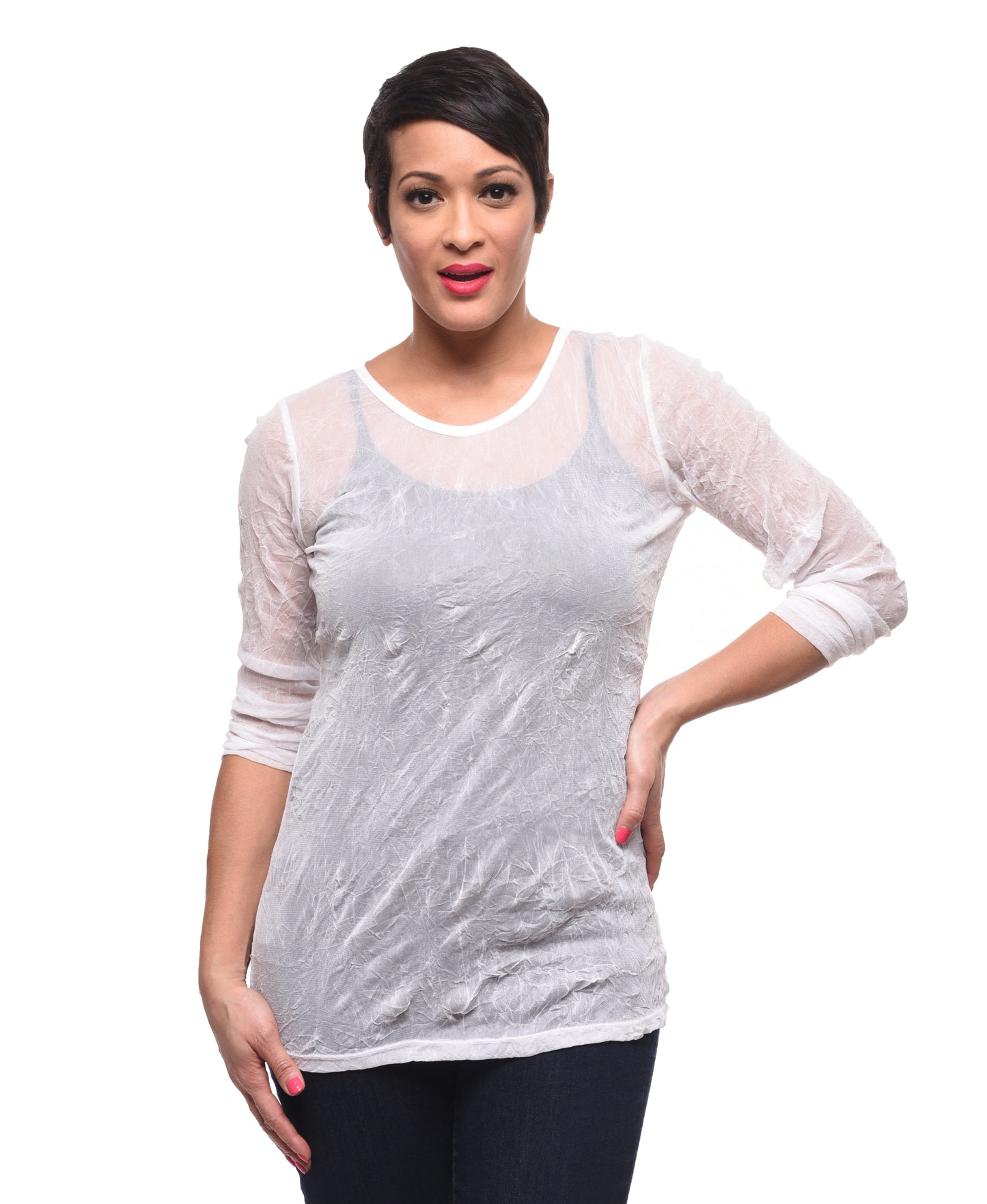 Mesh Tee in White