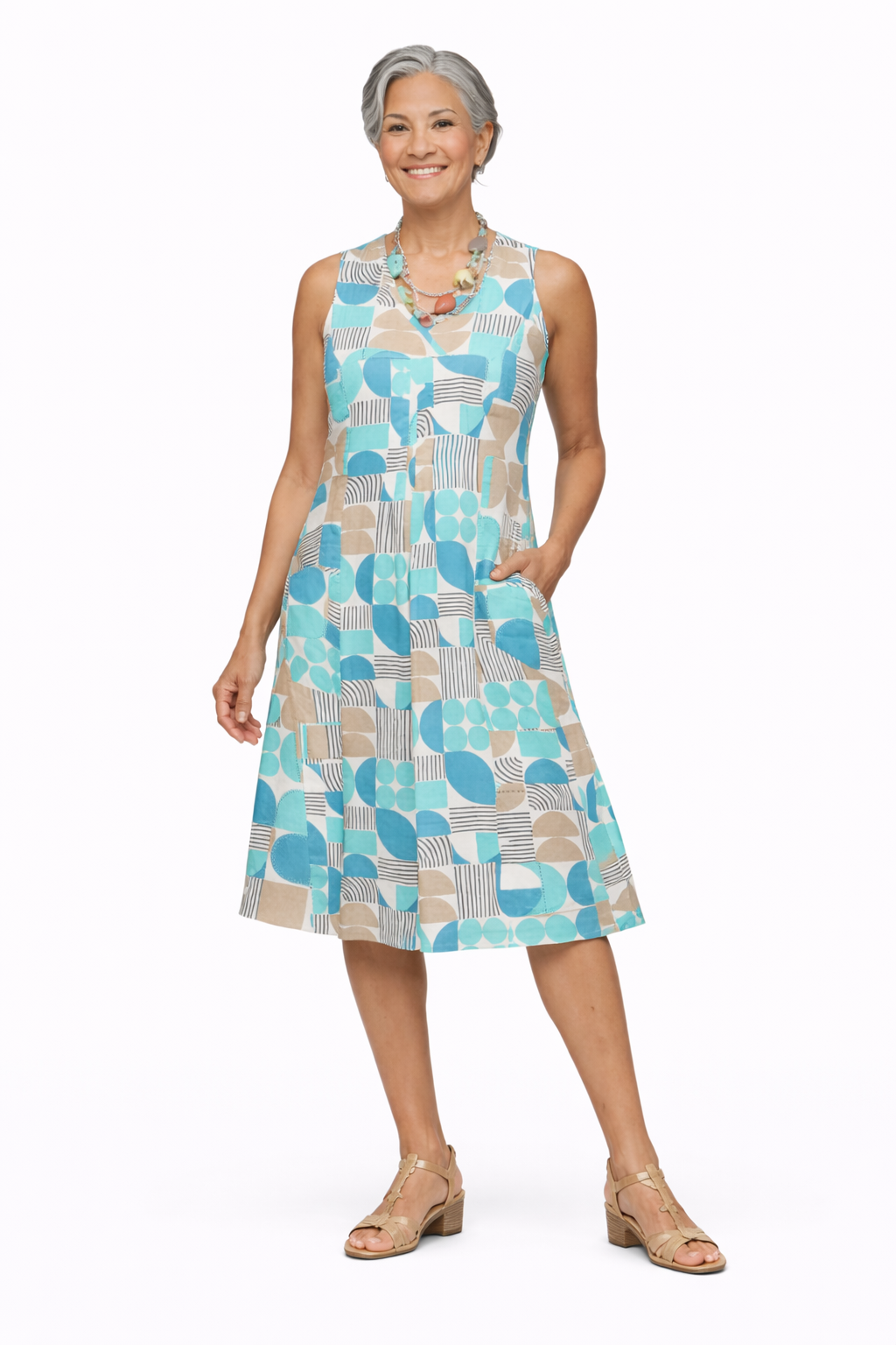 FINAL SALE CV656  Poppie Dress in Geo Candy**