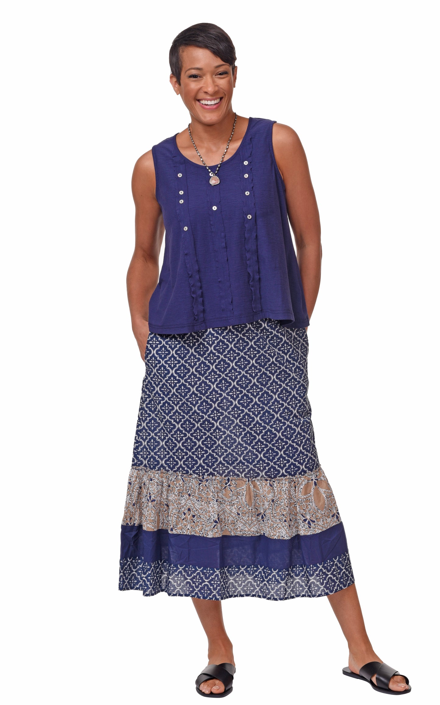 FINAL SALE CS100 Sea Shell Tank in Navy*