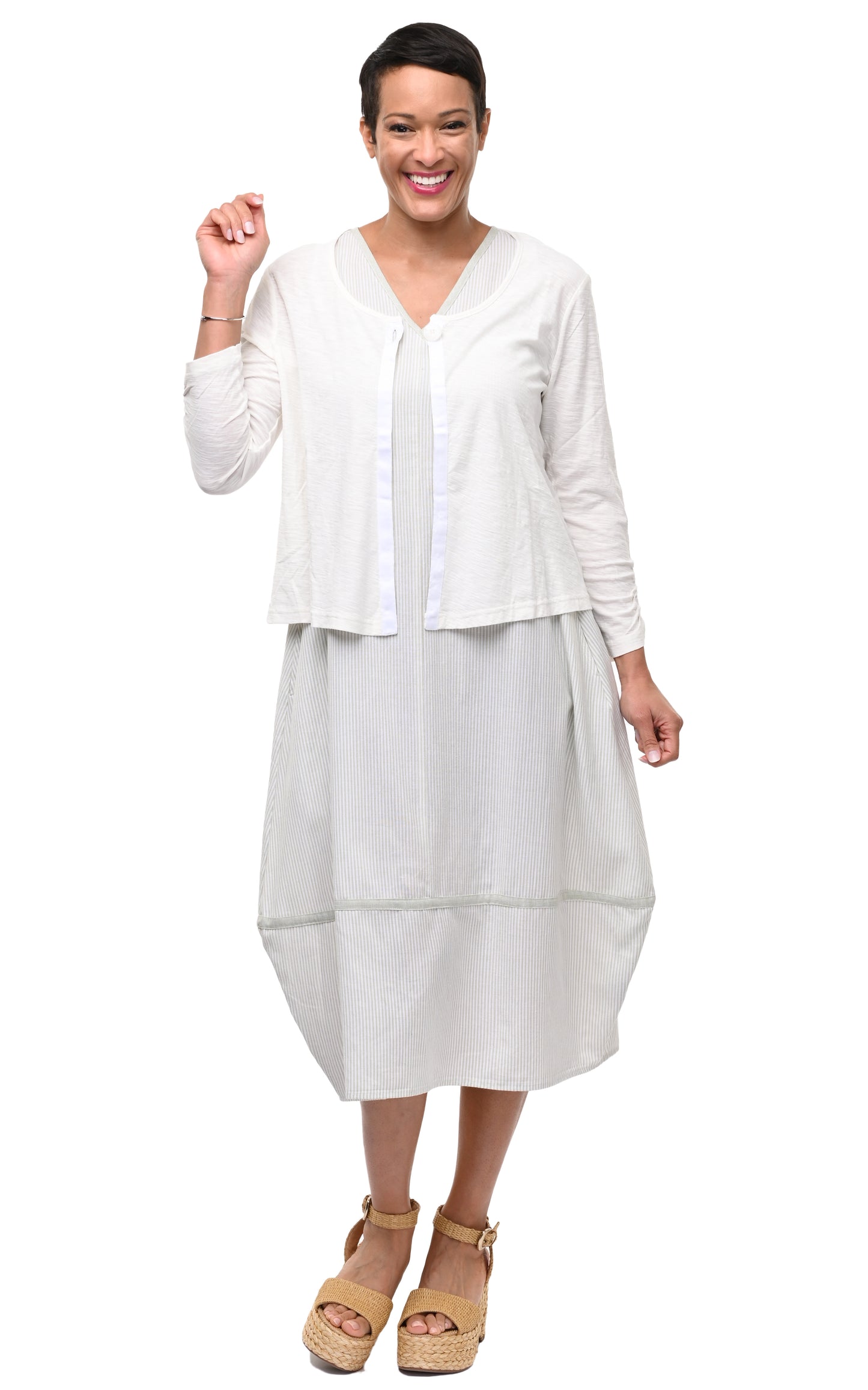 CV1088 Patton Dress in Sage Stripe*
