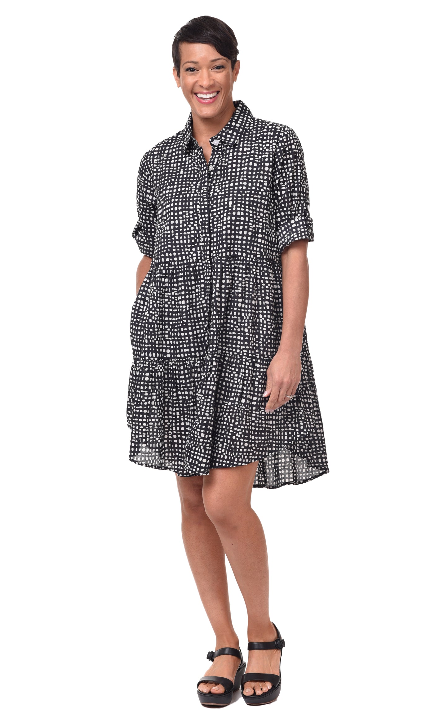 FINAL SALE CV1013 Celine Dress in Black Dots*