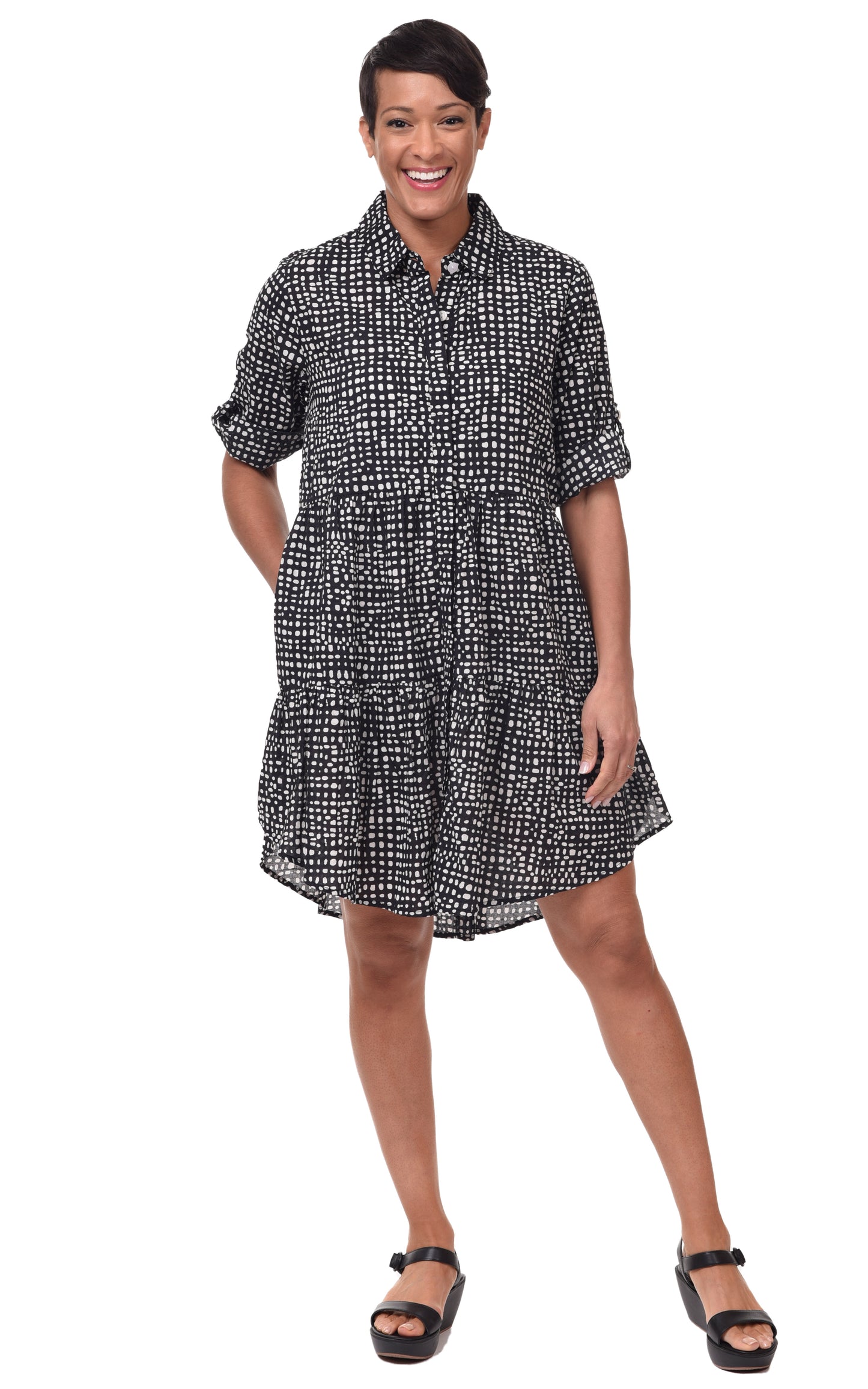 FINAL SALE CV1013 Celine Dress in Black Dots*