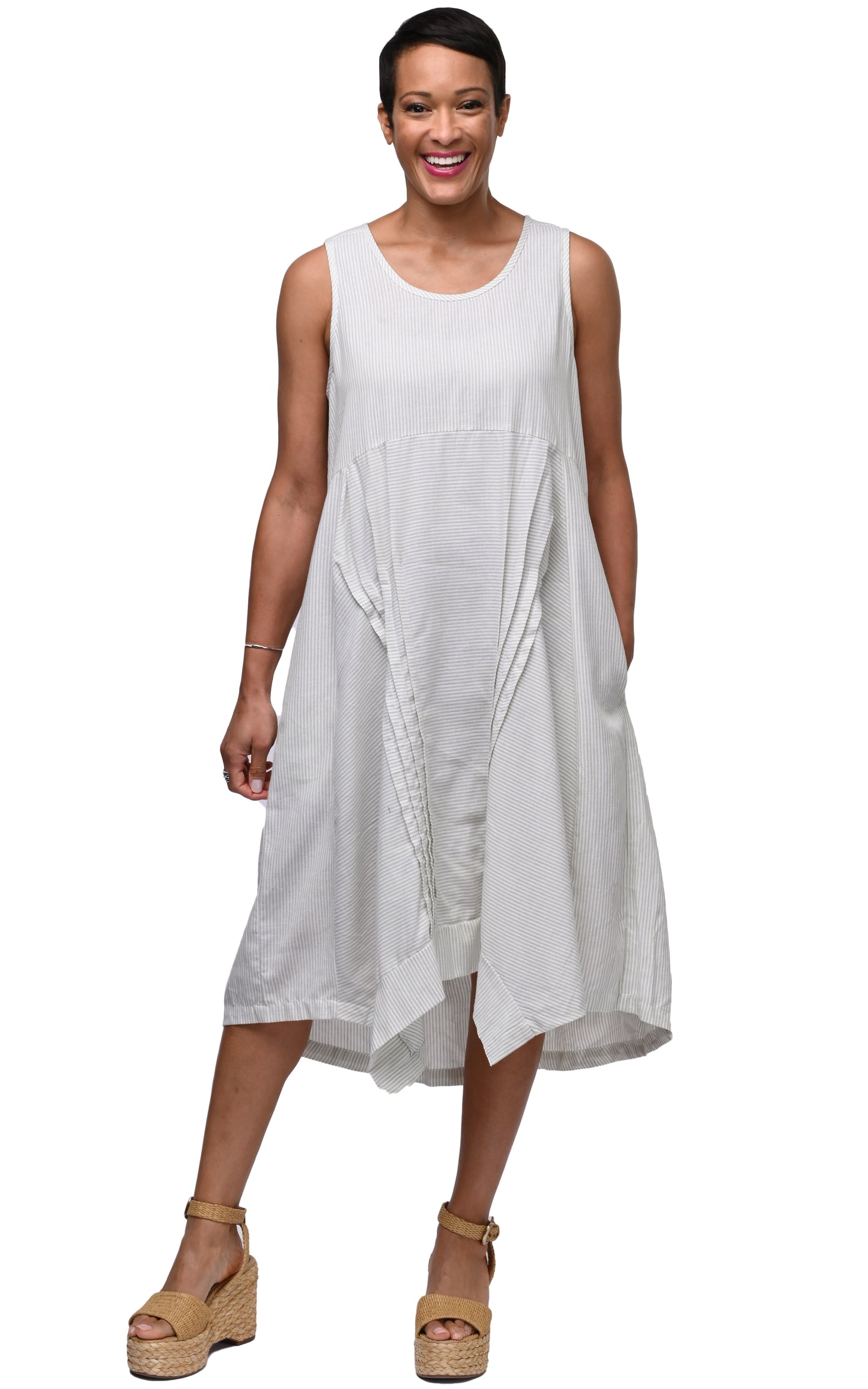 CV1069 Lennon Dress in Sage Stripe*