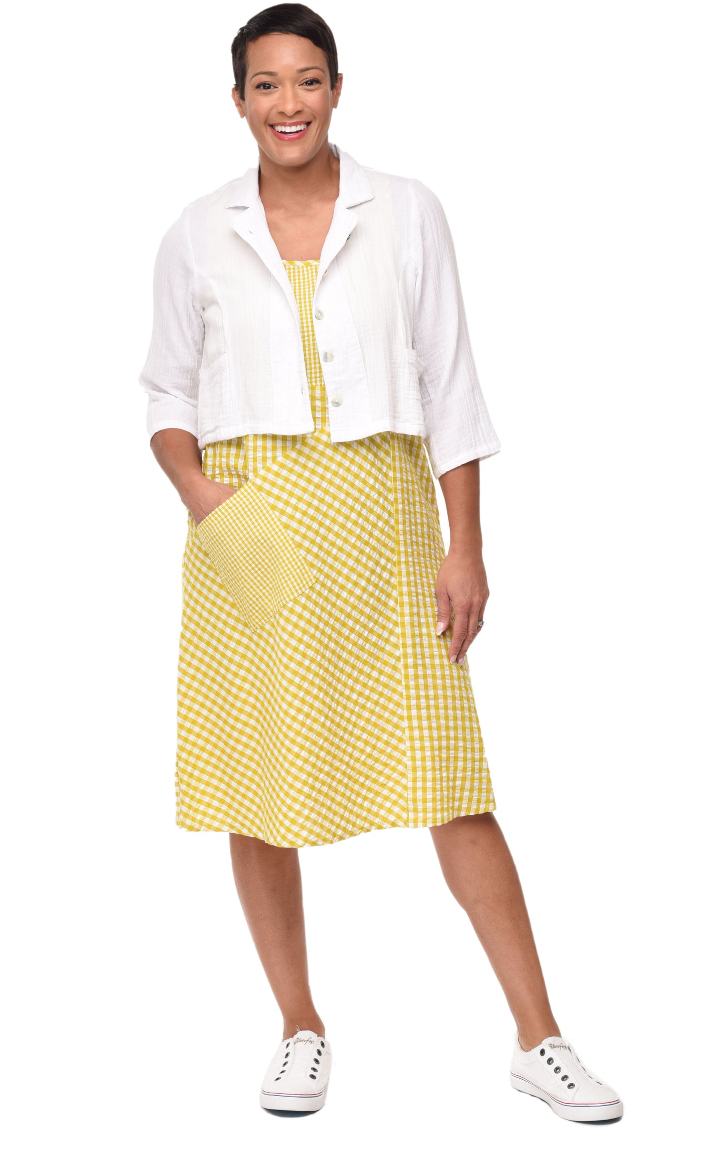 FINAL SALE CV1070 Dawson Dress in Goldfish Checks*