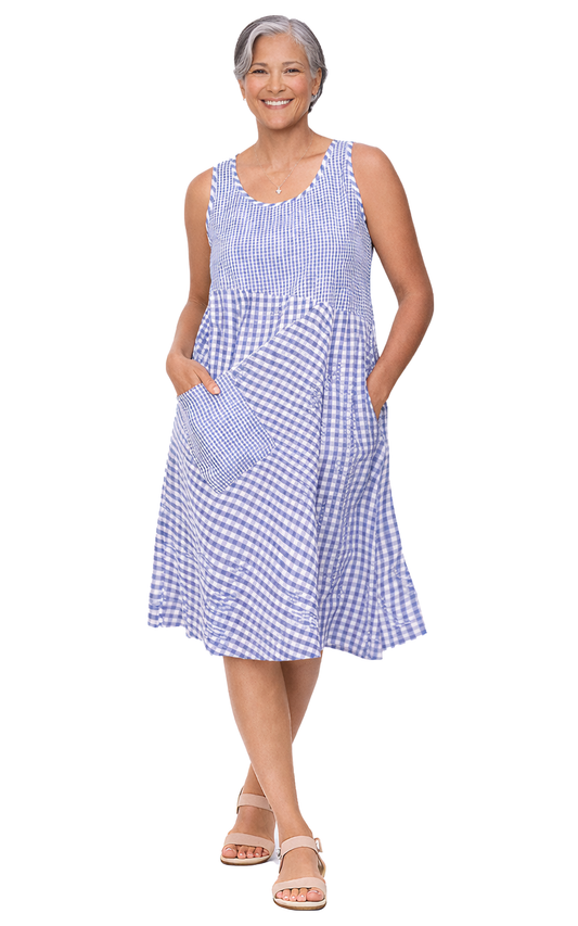FINAL SALE CV1070 Dawson Dress in Peri Checks*