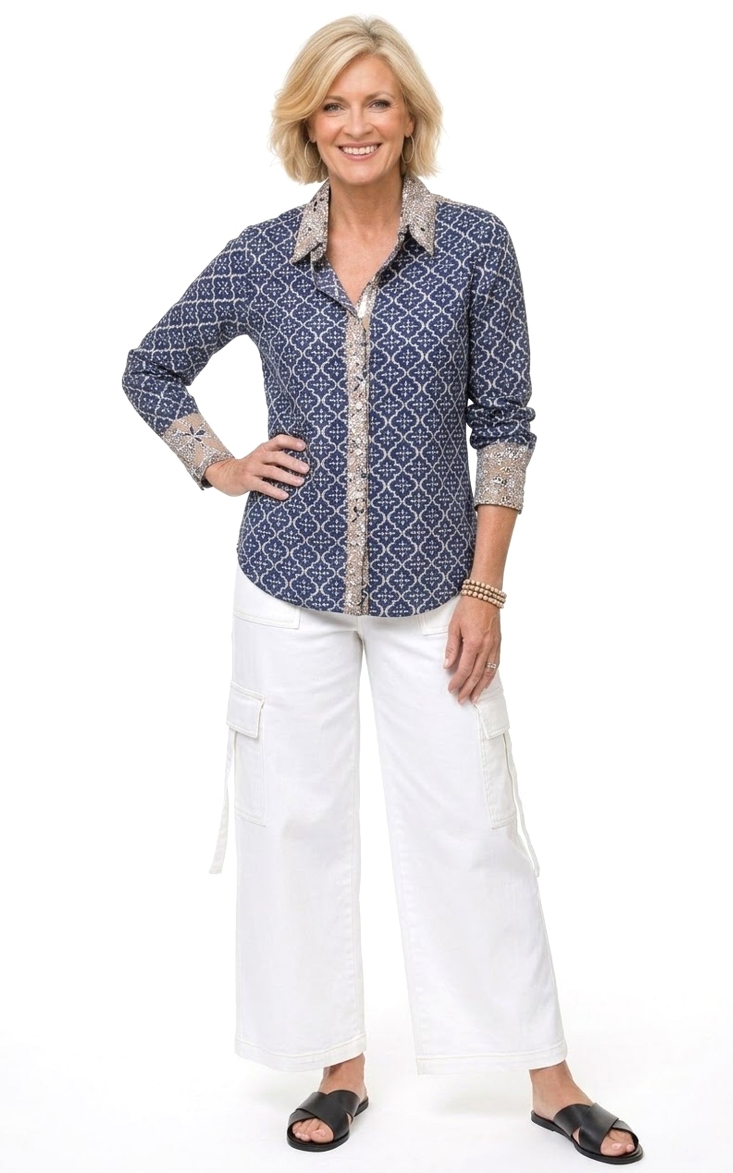 FINAL SALE CV1087 Gretchen Button Down in Tile*
