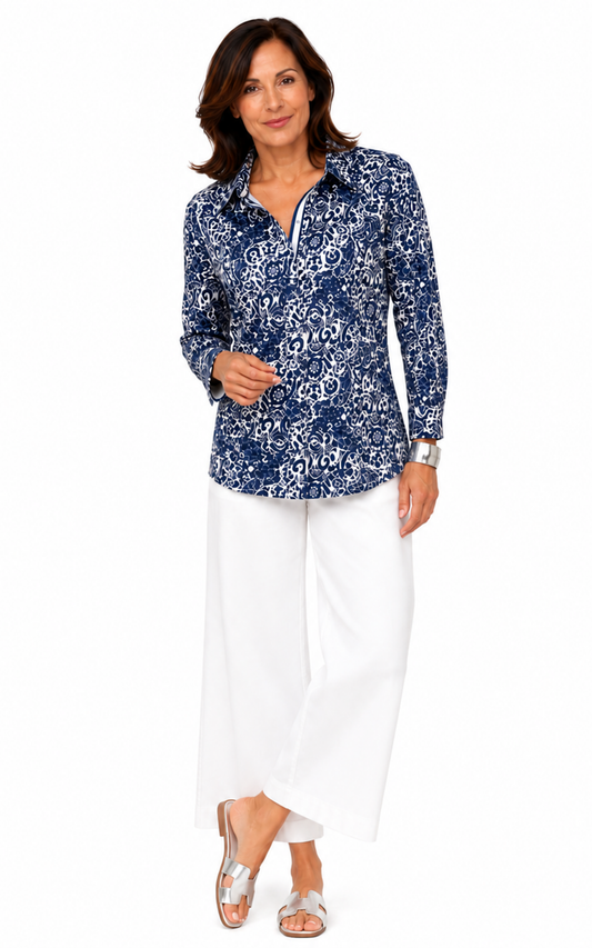 FINAL SALE CV1087 Gretchen Button Down in Huron**