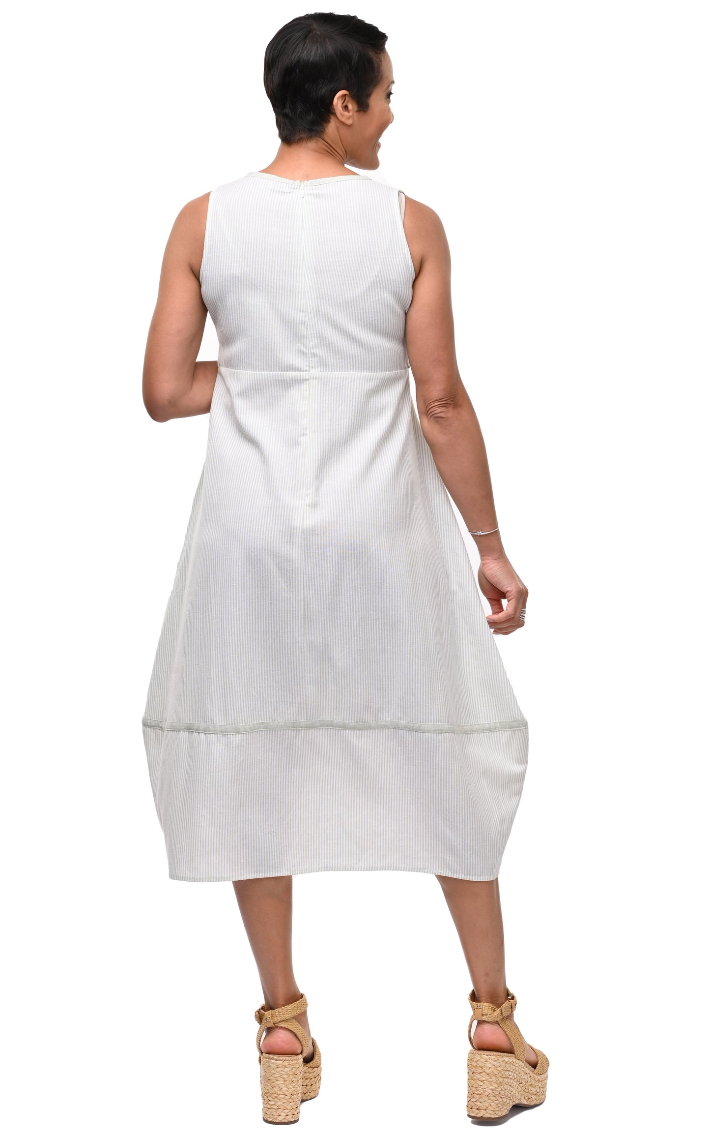 CV1088 Patton Dress in Sage Stripe*