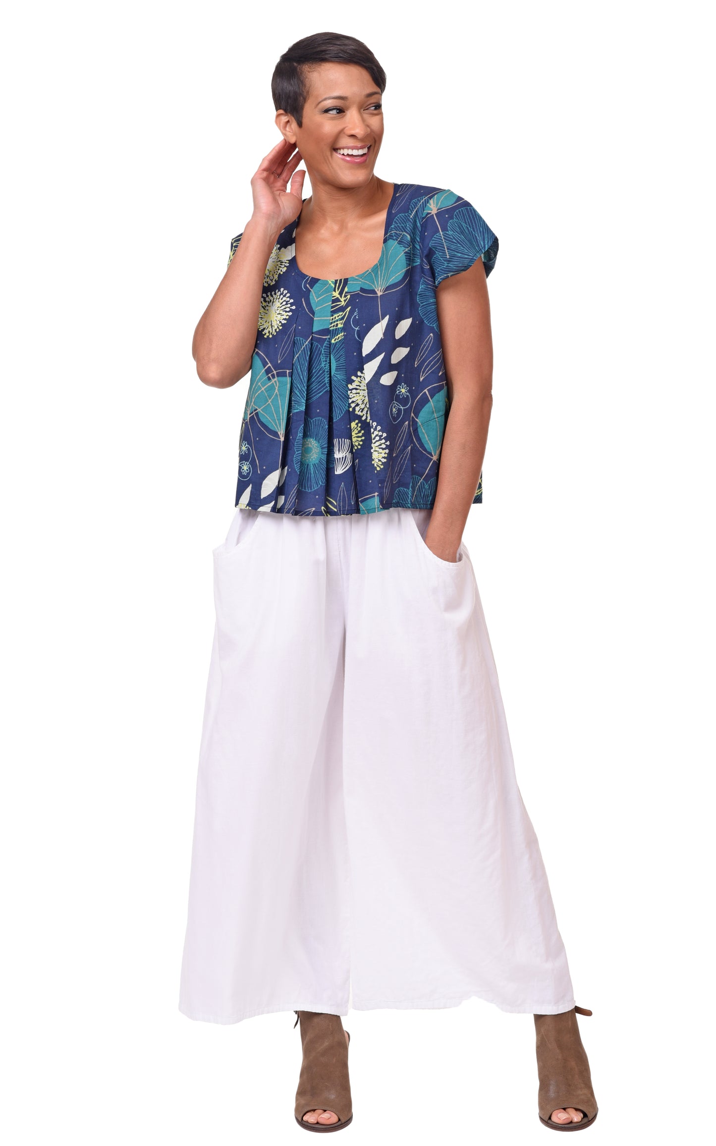 CV115 Palazzo Pant in White