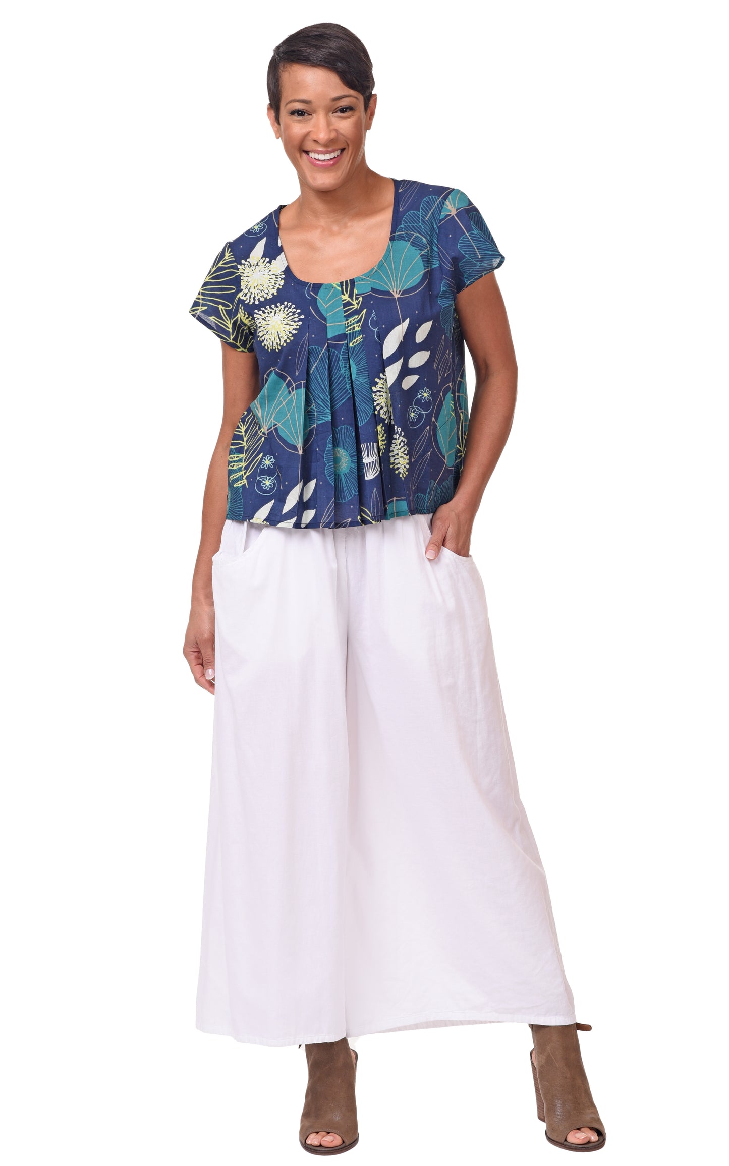 CV115 Palazzo Pant in White