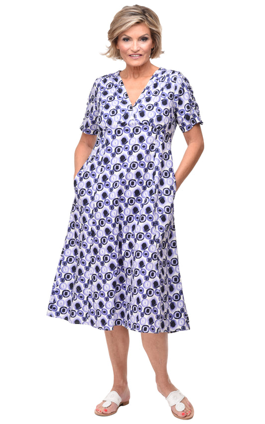 FINAL SALE CV1094 Genevieve Dress in Iris Poppers*