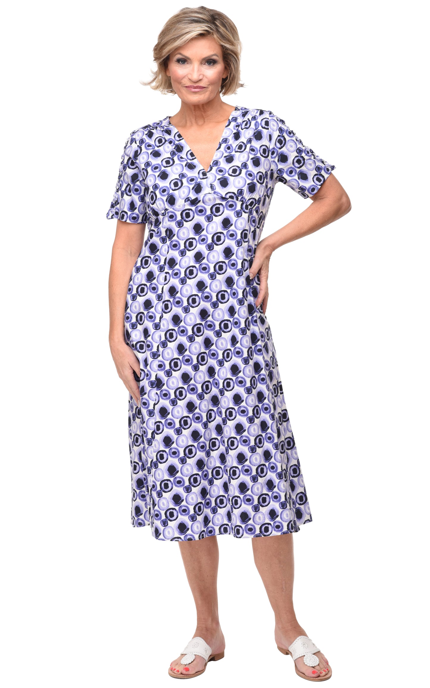 FINAL SALE CV1094 Genevieve Dress in Iris Poppers*