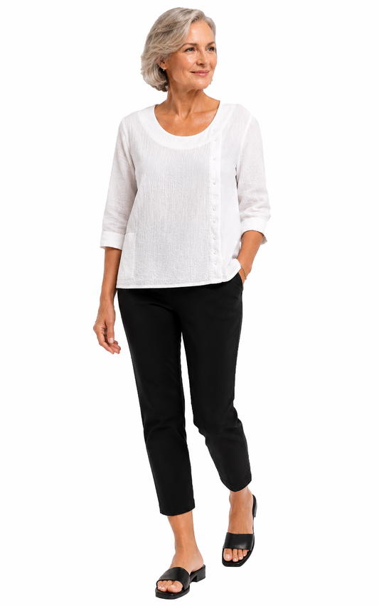 FINAL SALE CV1096 Willis Pullover in White Check*